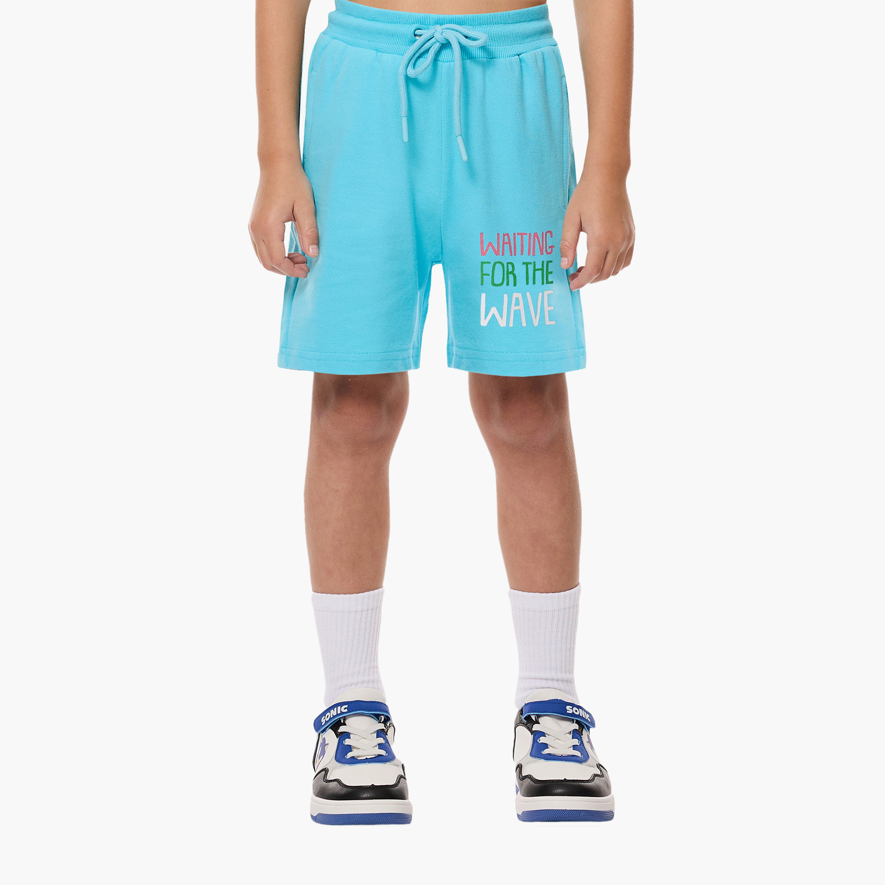 Victor and Jane Dinosaur Printed T-Shirt & Shorts Set - White & Blue-boys-clothing-setsandcoords-image-4