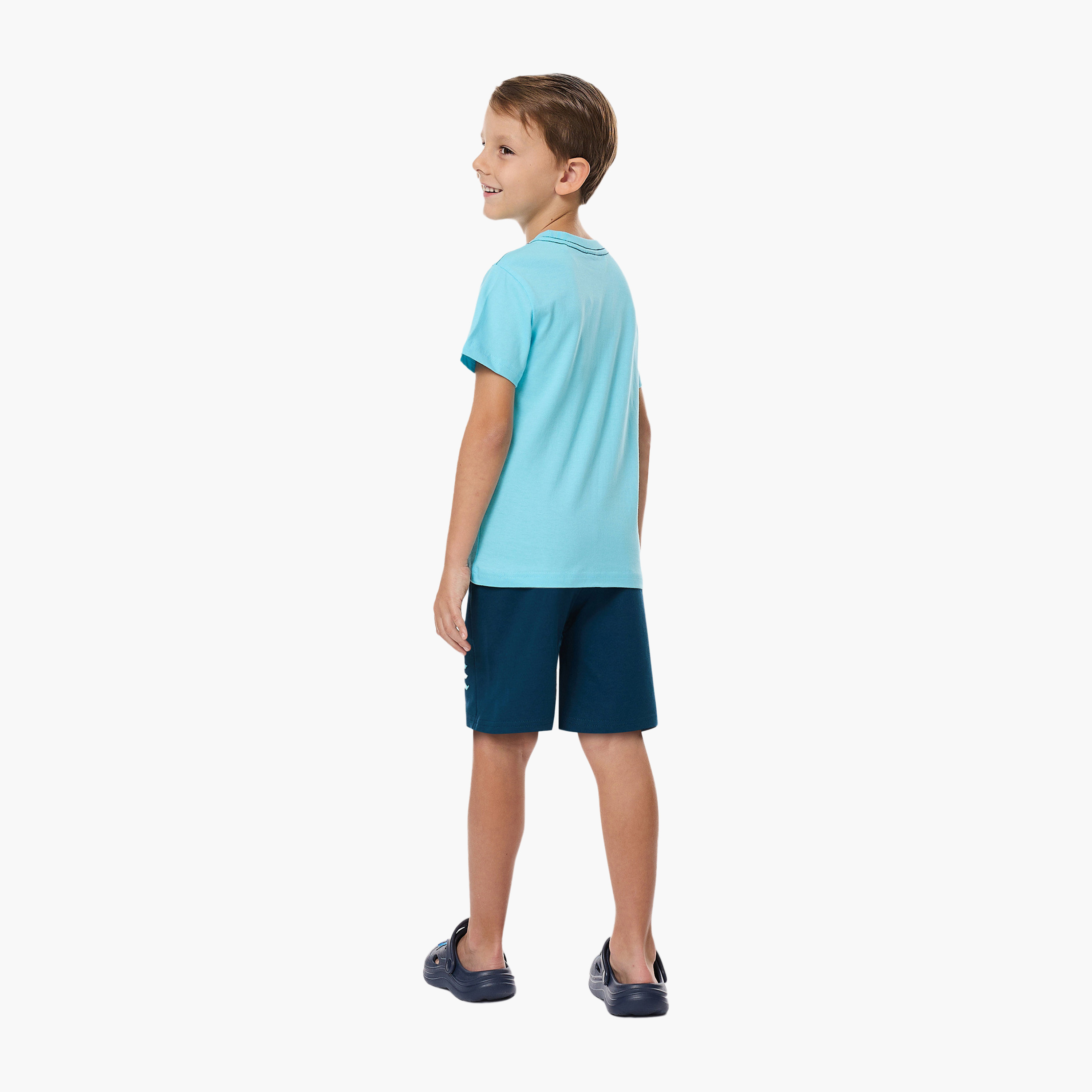 طقم تي شيرت وشورت بطبعة فيكتور آند جين للتزلج - أزرق-boys-clothing-setsandcoords-image-2
