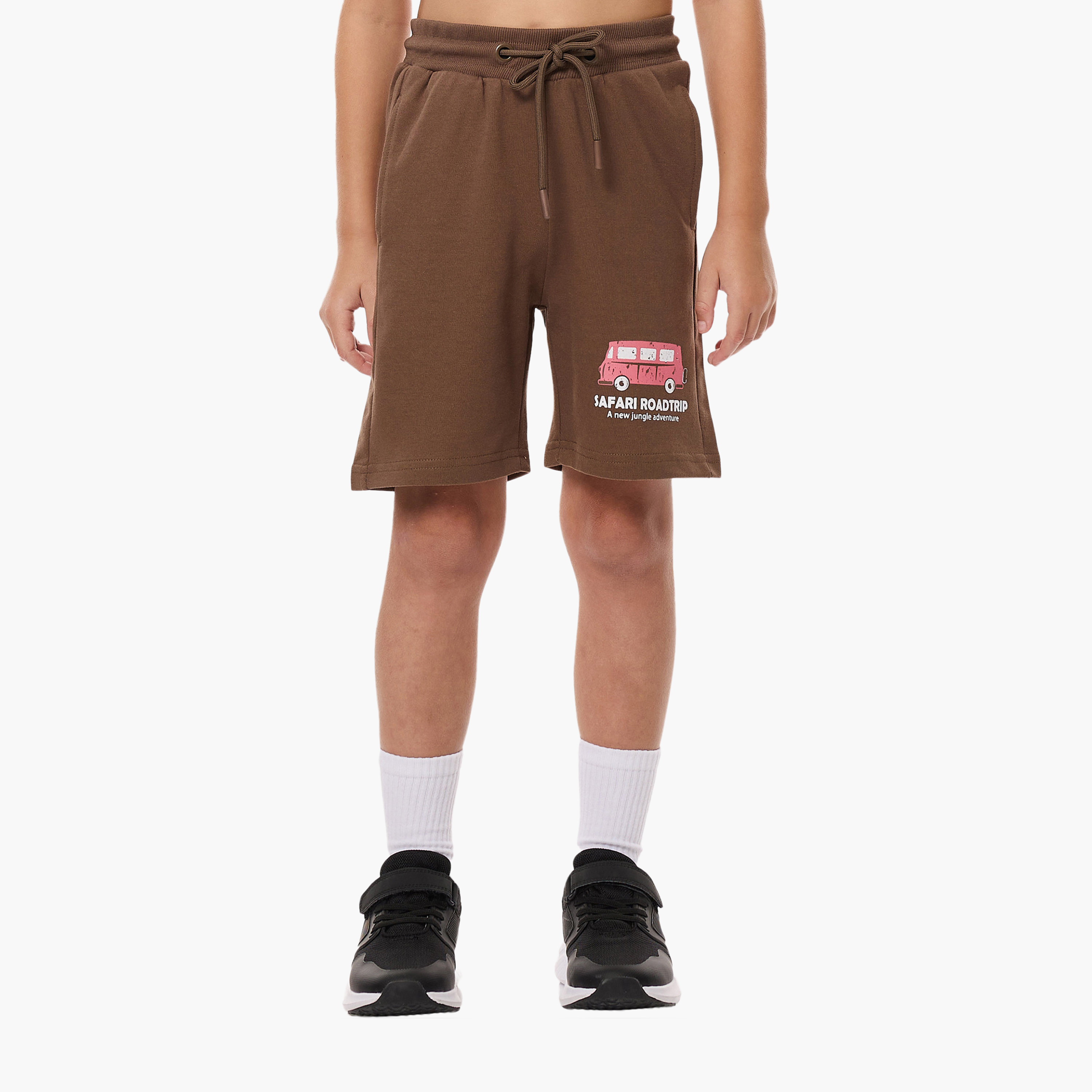 Victor and Jane Safari Road Trip Printed T-Shirt & Shorts Set - White & Brown-boys-clothing-setsandcoords-image-5