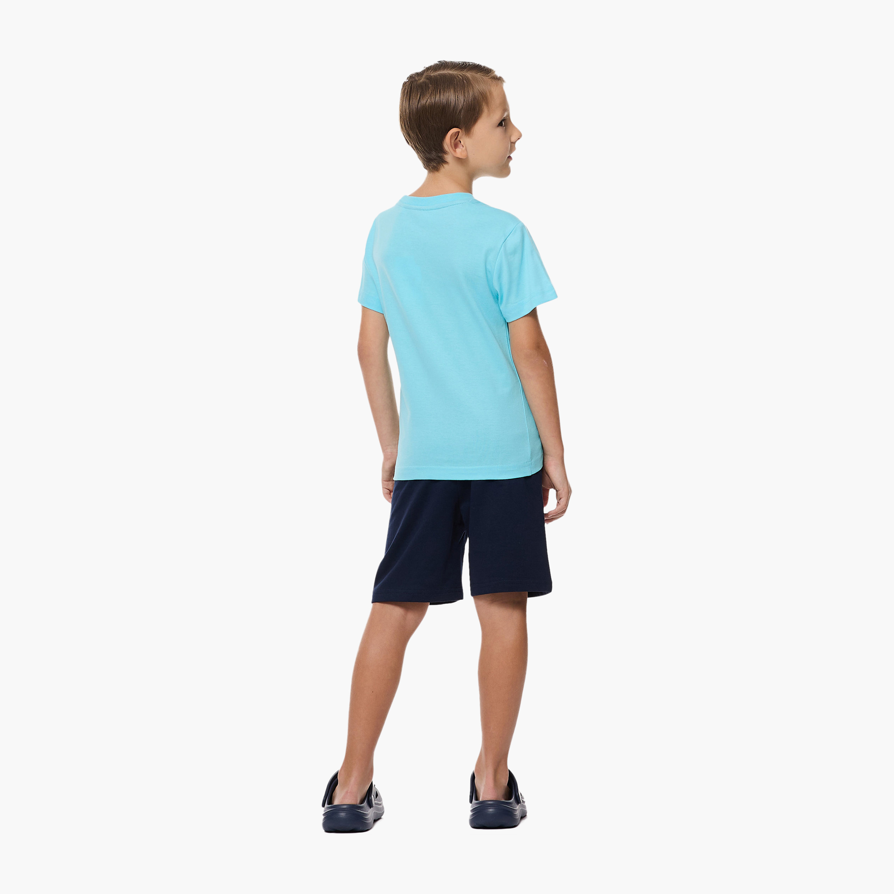 Victor and Jane Dinosaur Printed T-Shirt & Shorts Set - Blue-boys-clothing-setsandcoords-image-2