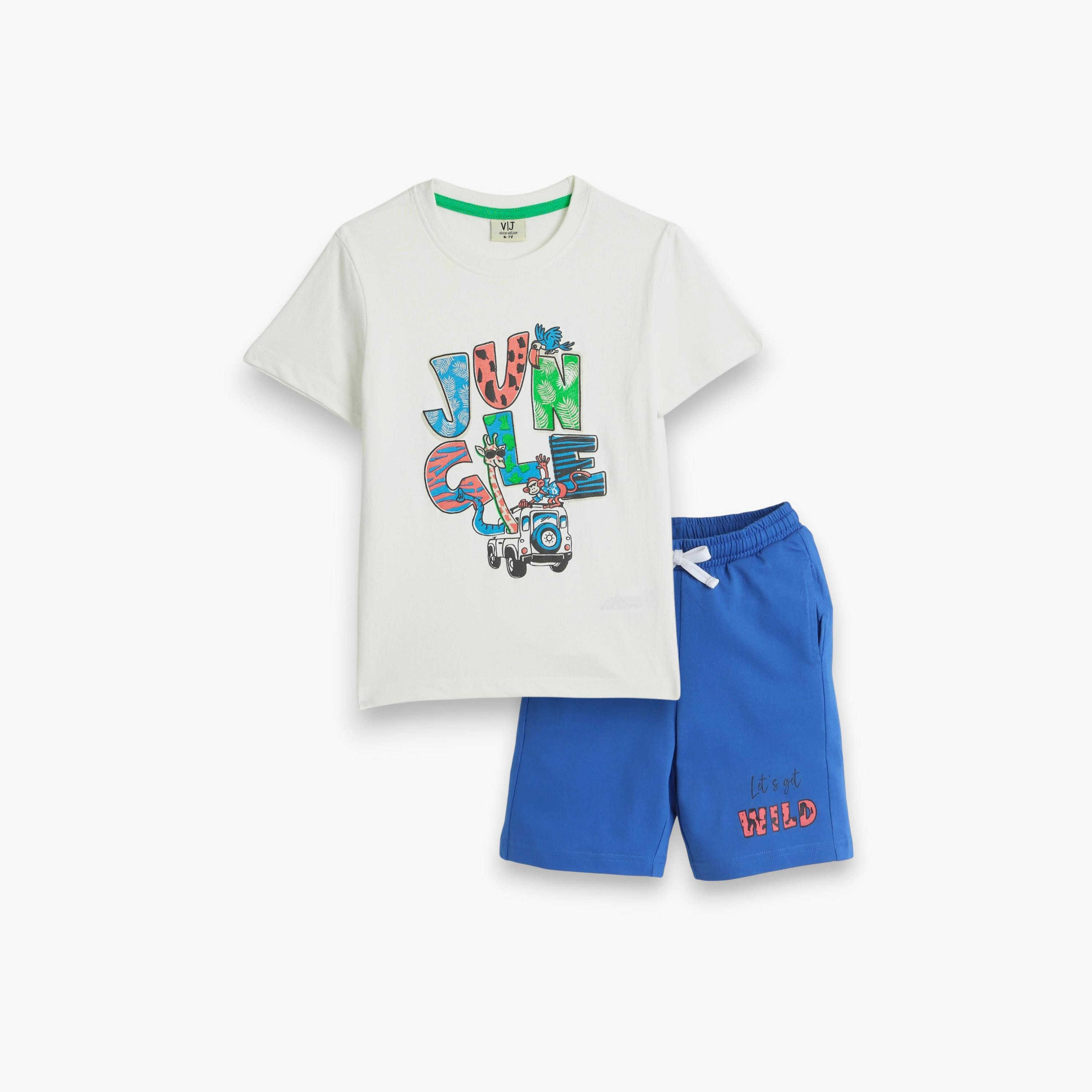 Victor and Jane 2-Piece Printed Short Sleeves T-Shirt with Shorts-baby-boys-clothing-setsandcoords-image-1
