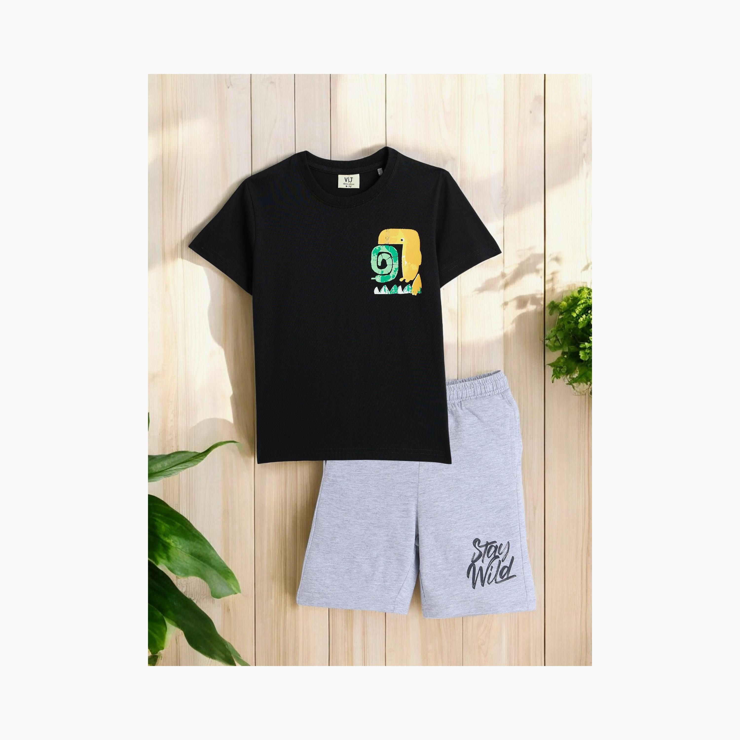Victor and Jane 2-Piece Printed Short Sleeves T-Shirt with Shorts-boys-clothing-setsandcoords-image-5