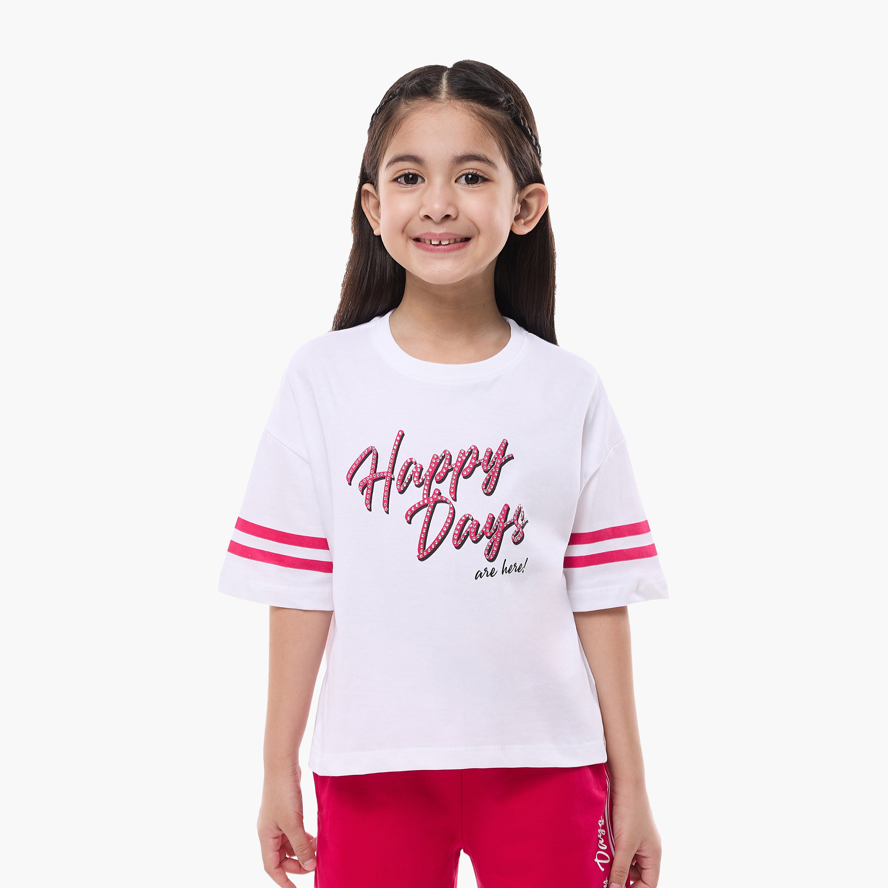 طقم بلوزة مطبوعة وبنطال واسع الساق من فيكتور آند جين - متعدد الألوان-girls-clothing-setsandcoords-image-3