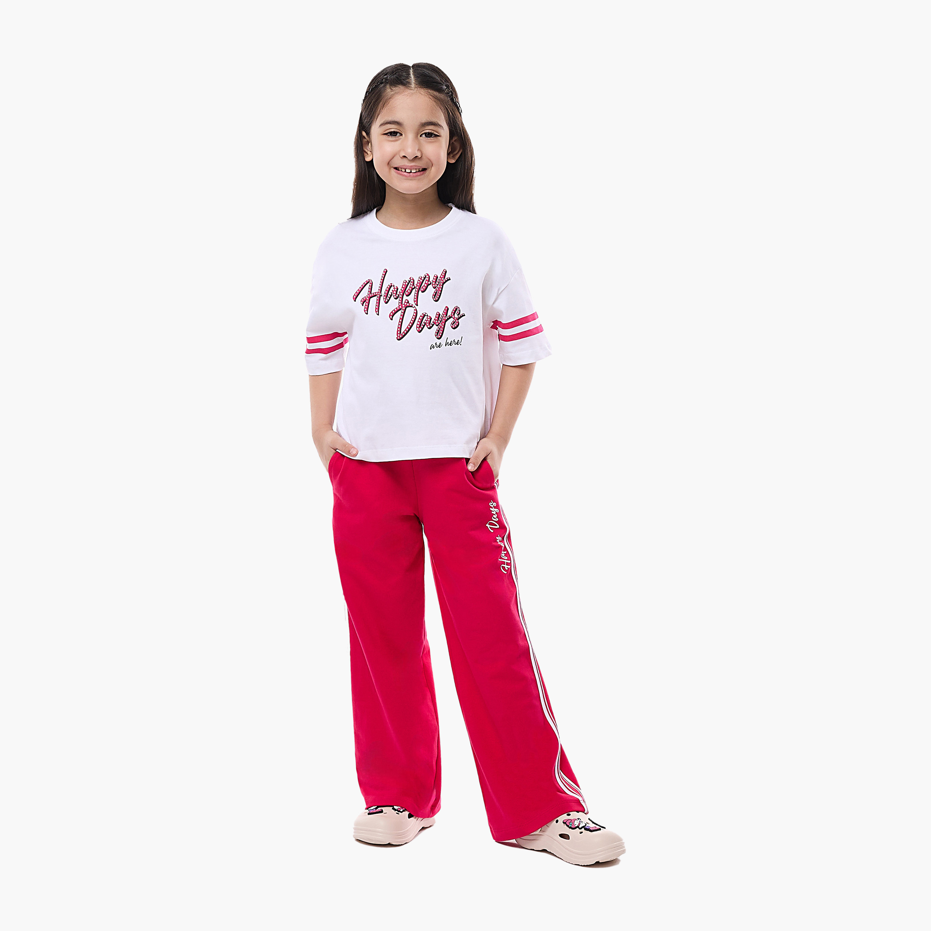 طقم بلوزة مطبوعة وبنطال واسع الساق من فيكتور آند جين - متعدد الألوان-girls-clothing-setsandcoords-image-5