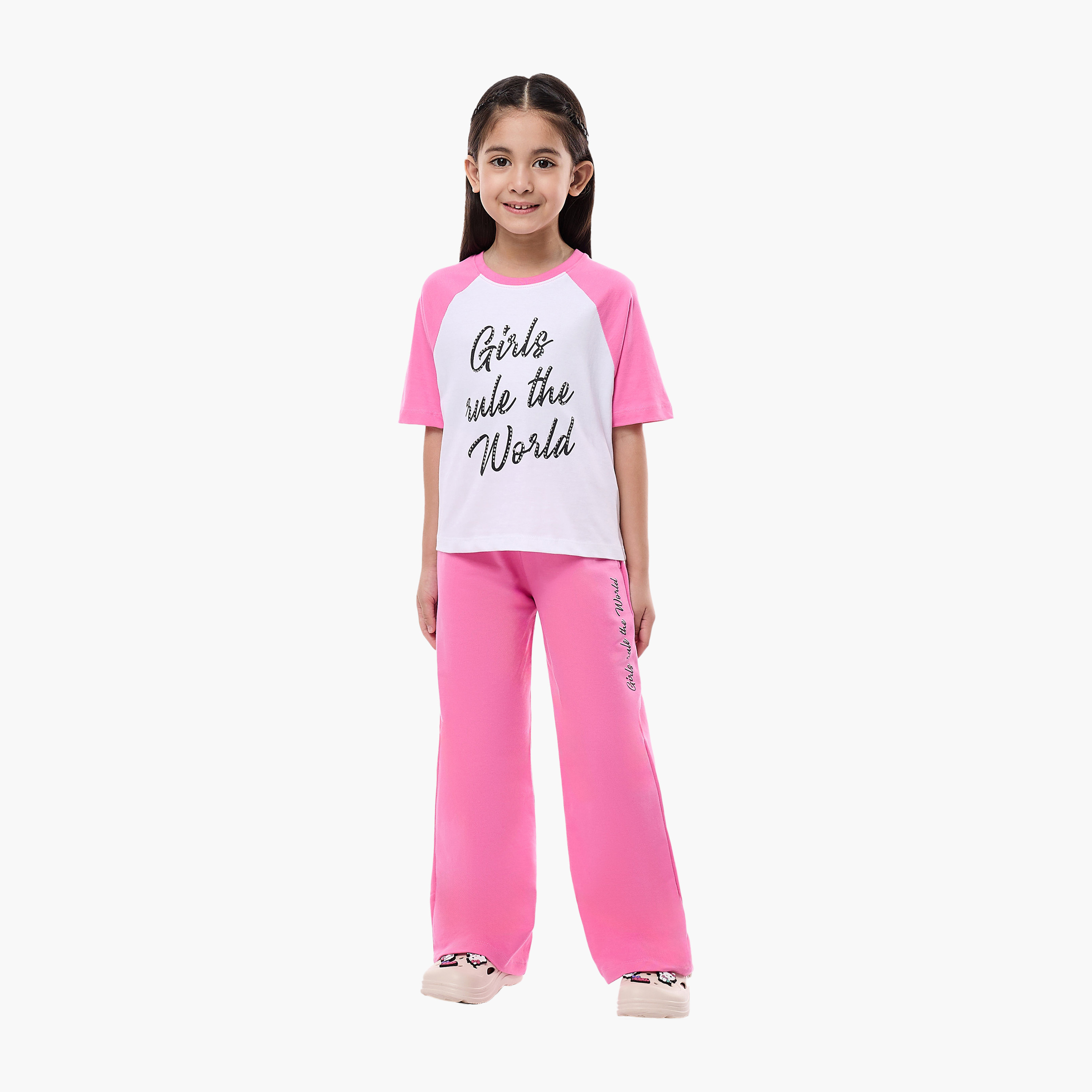 Victor and Jane Printed Top & Wide-Leg Pants Set - Multicolour-girls-clothing-setsandcoords-image-5