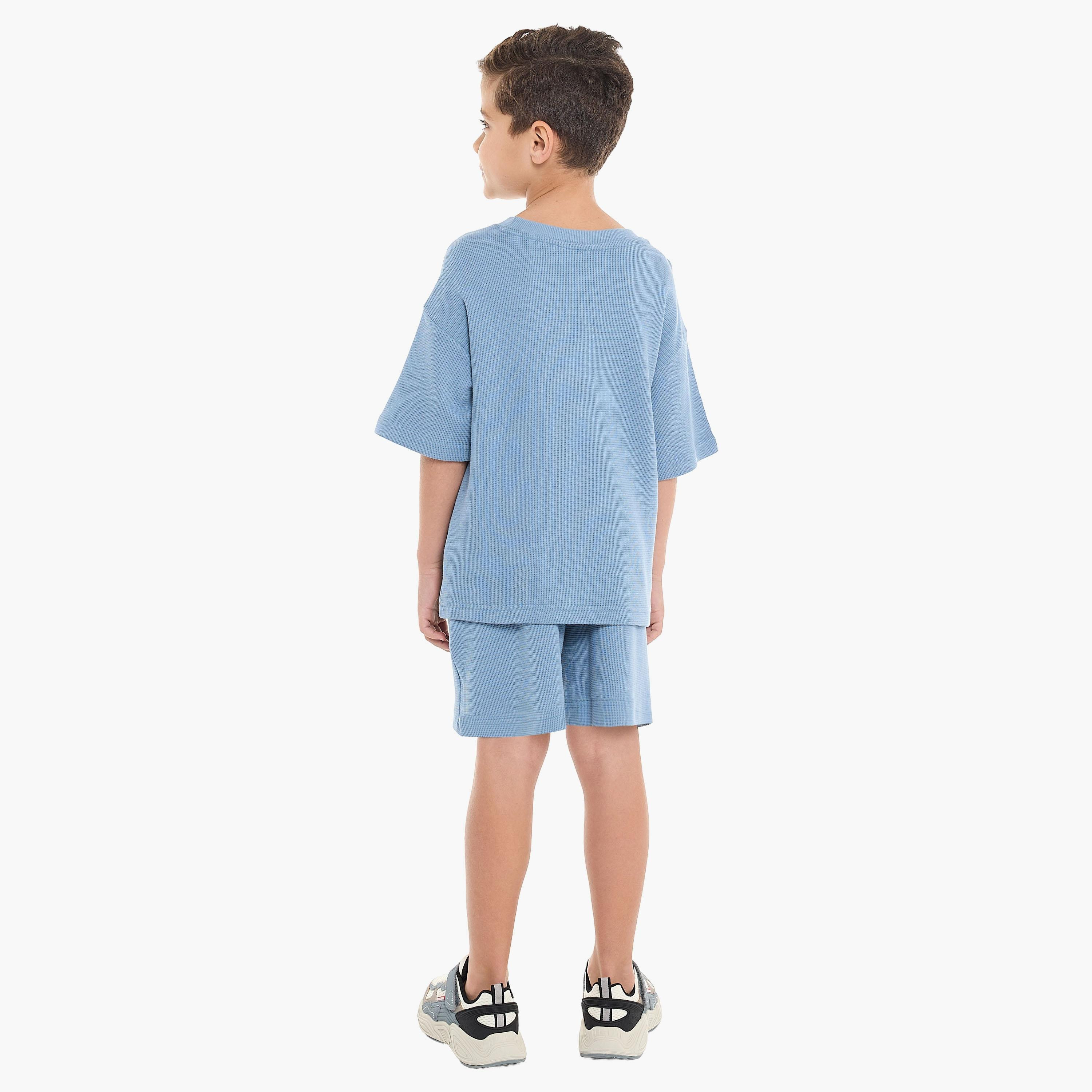 Victor and Jane 2-Piece Solid Short Sleeves T-Shirt with Shorts-boys-clothing-setsandcoords-image-2