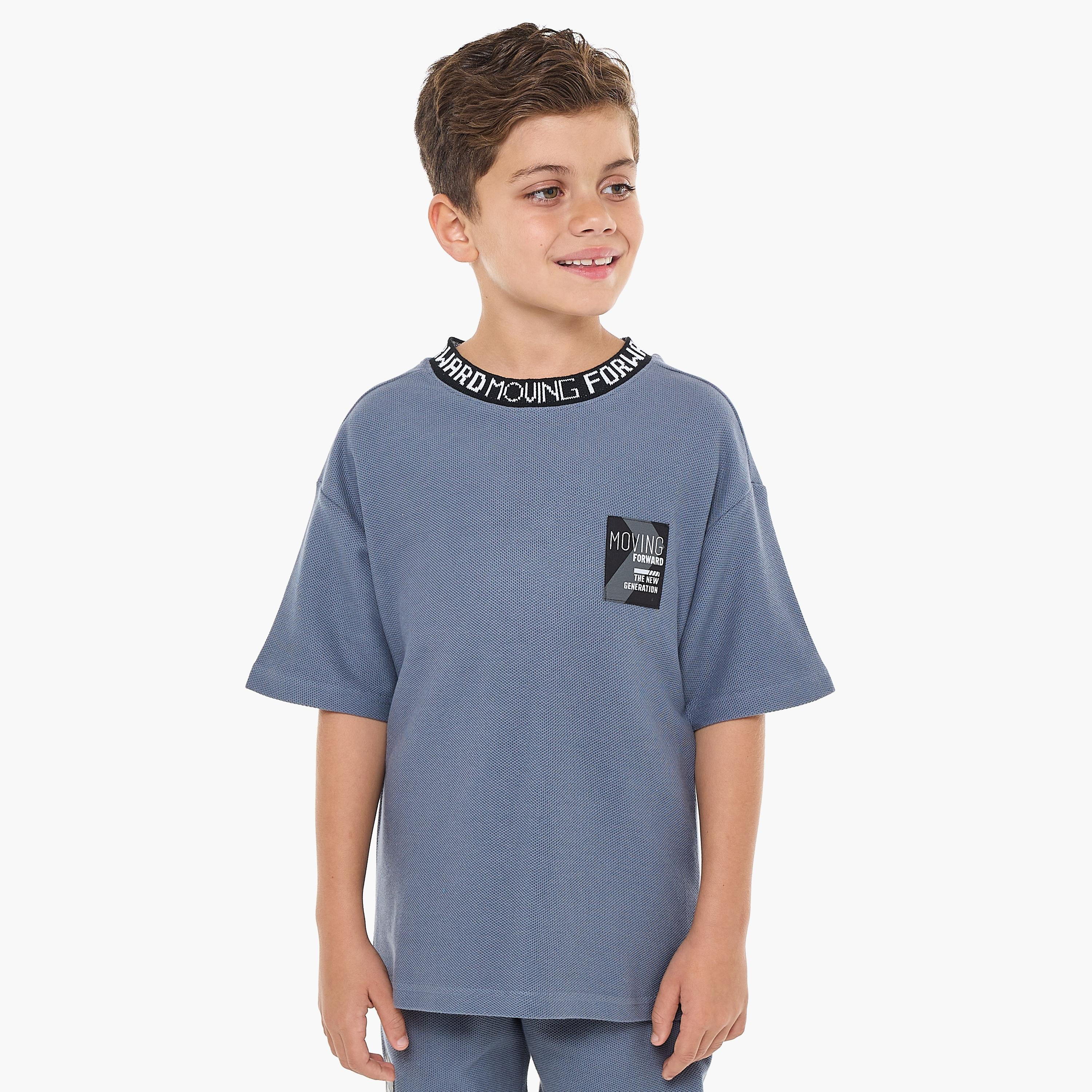 Victor and Jane 2-Piece Solid Short Sleeves T-Shirt with Shorts-boys-clothing-setsandcoords-image-2