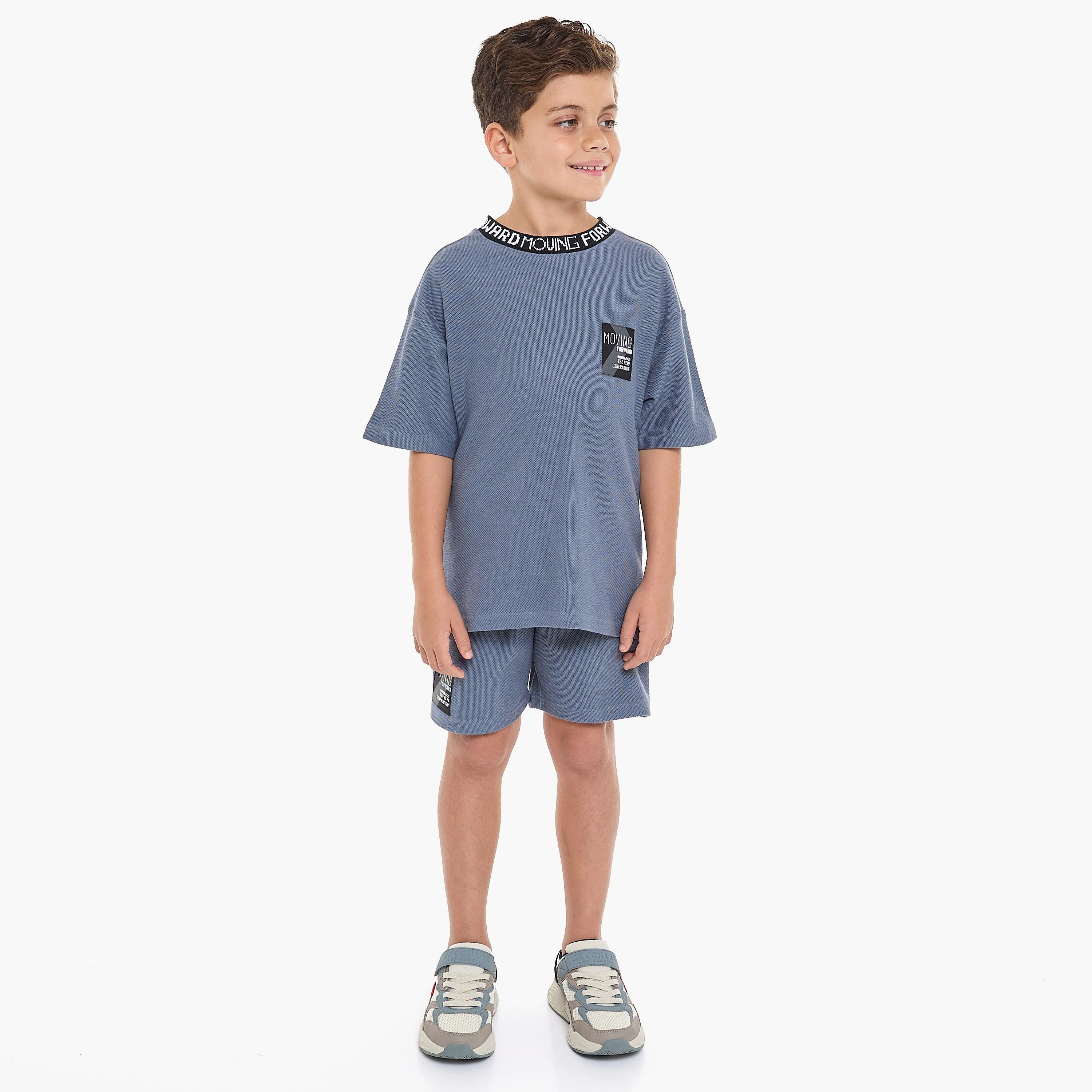 Victor and Jane 2-Piece Solid Short Sleeves T-Shirt with Shorts-boys-clothing-setsandcoords-image-3