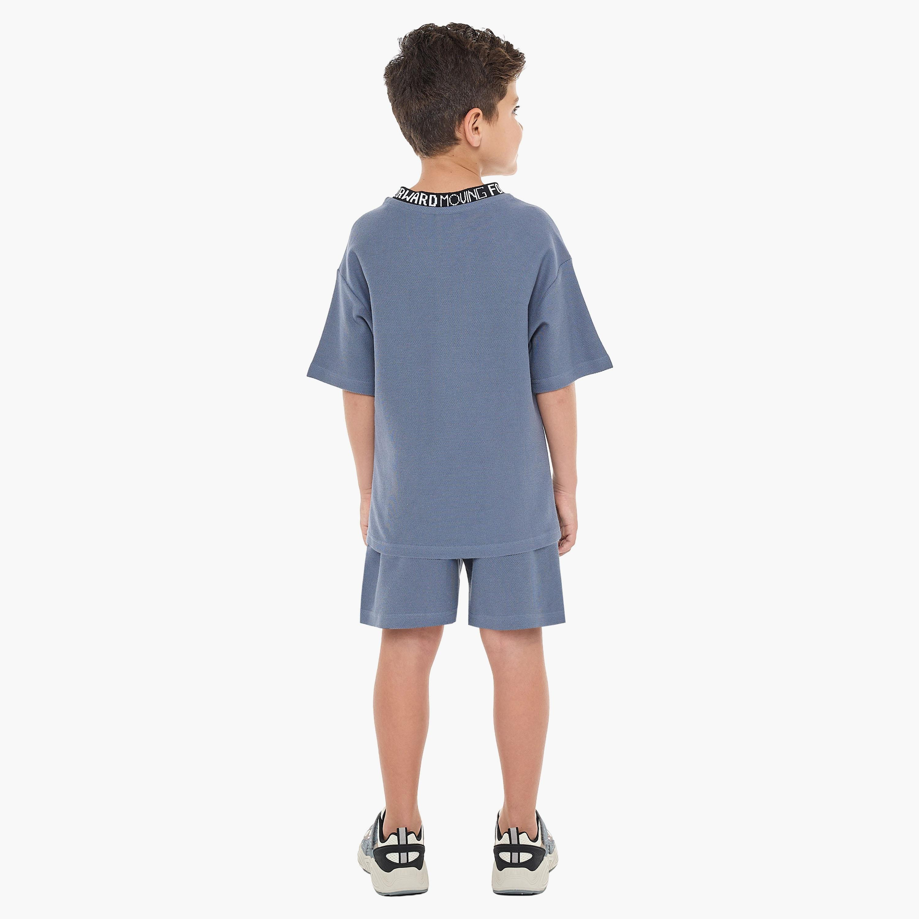 Victor and Jane 2-Piece Solid Short Sleeves T-Shirt with Shorts-boys-clothing-setsandcoords-image-4