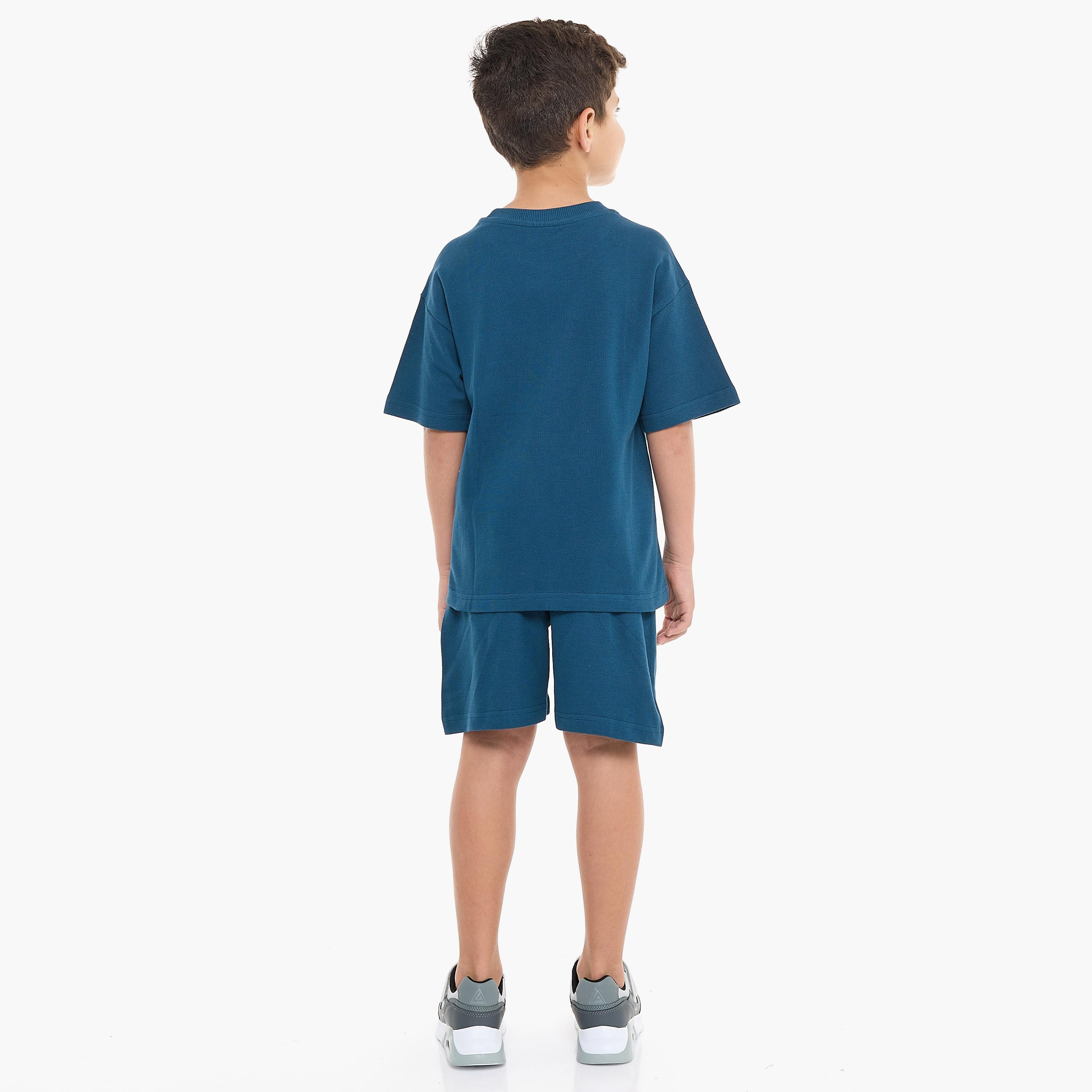 Victor and Jane 2-Piece Solid Short Sleeves T-Shirt with Shorts-boys-clothing-setsandcoords-image-2