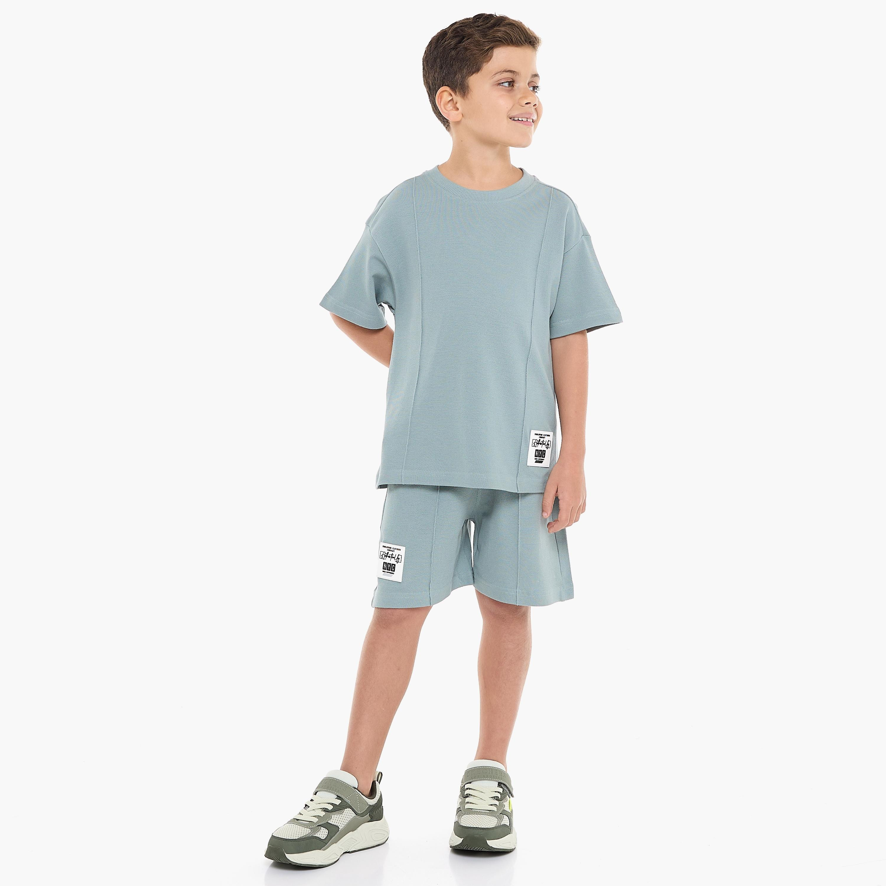 Victor and Jane 2-Piece Solid Short Sleeves T-Shirt with Shorts-boys-clothing-setsandcoords-image-1