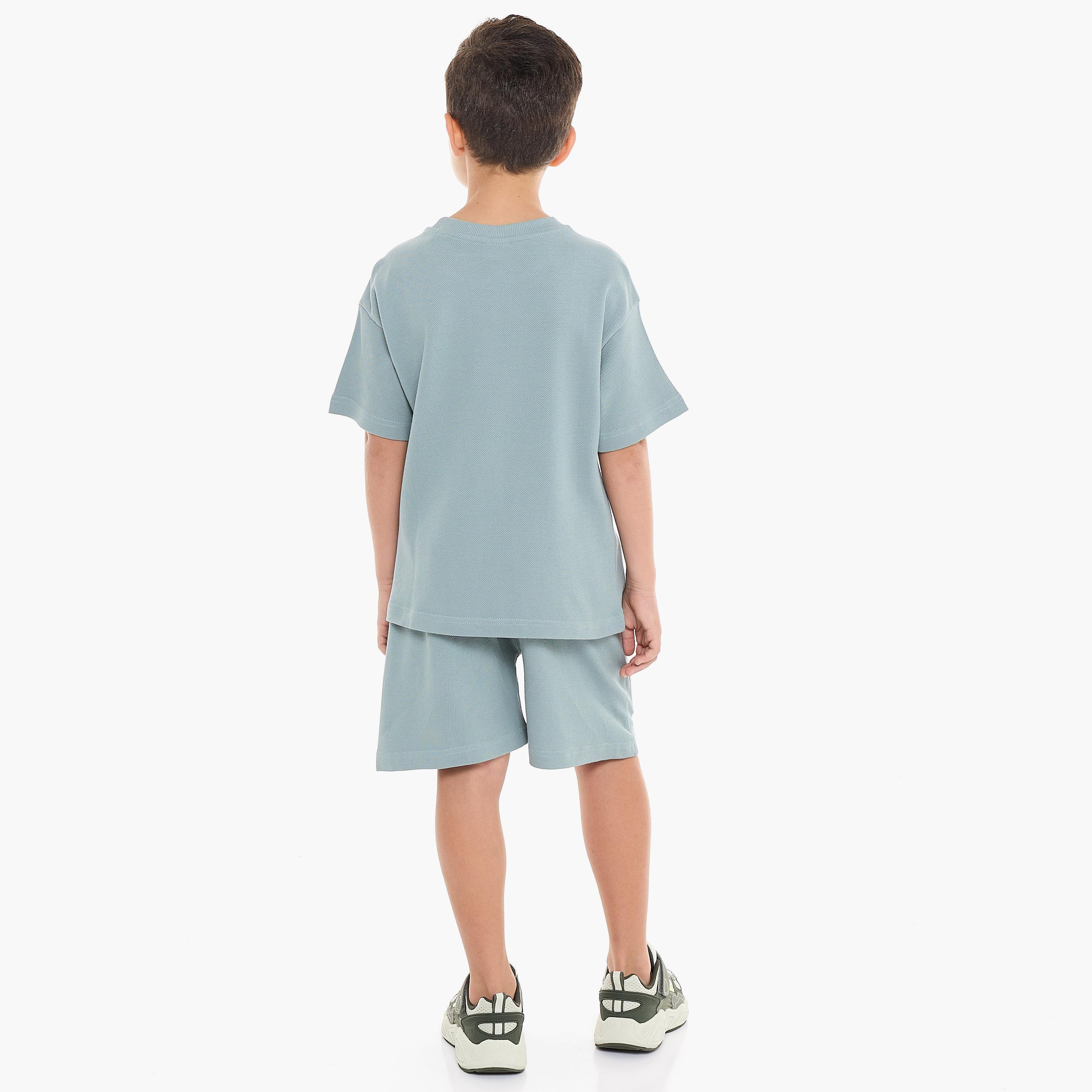 Victor and Jane 2-Piece Solid Short Sleeves T-Shirt with Shorts-boys-clothing-setsandcoords-image-2