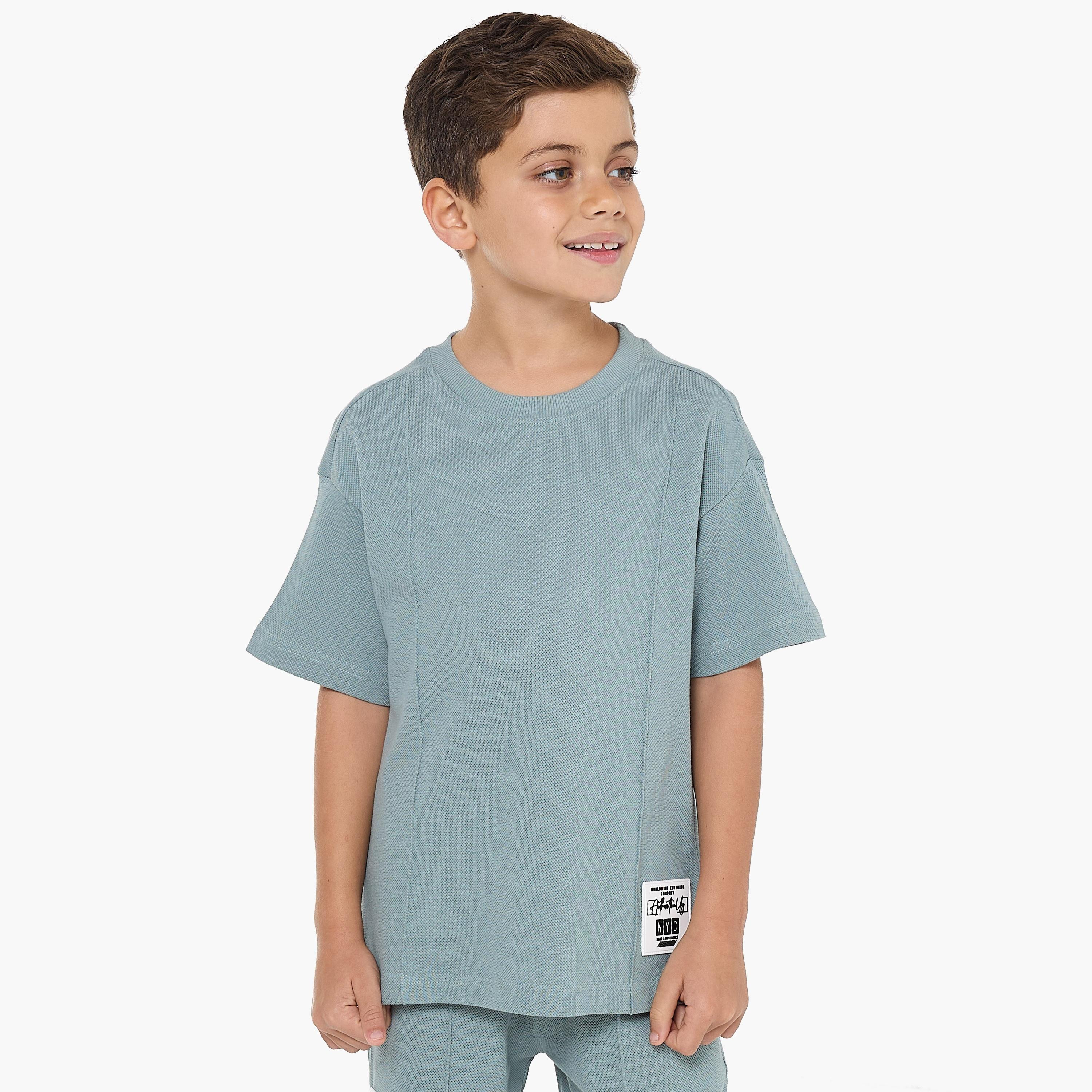 Victor and Jane 2-Piece Solid Short Sleeves T-Shirt with Shorts-boys-clothing-setsandcoords-image-3