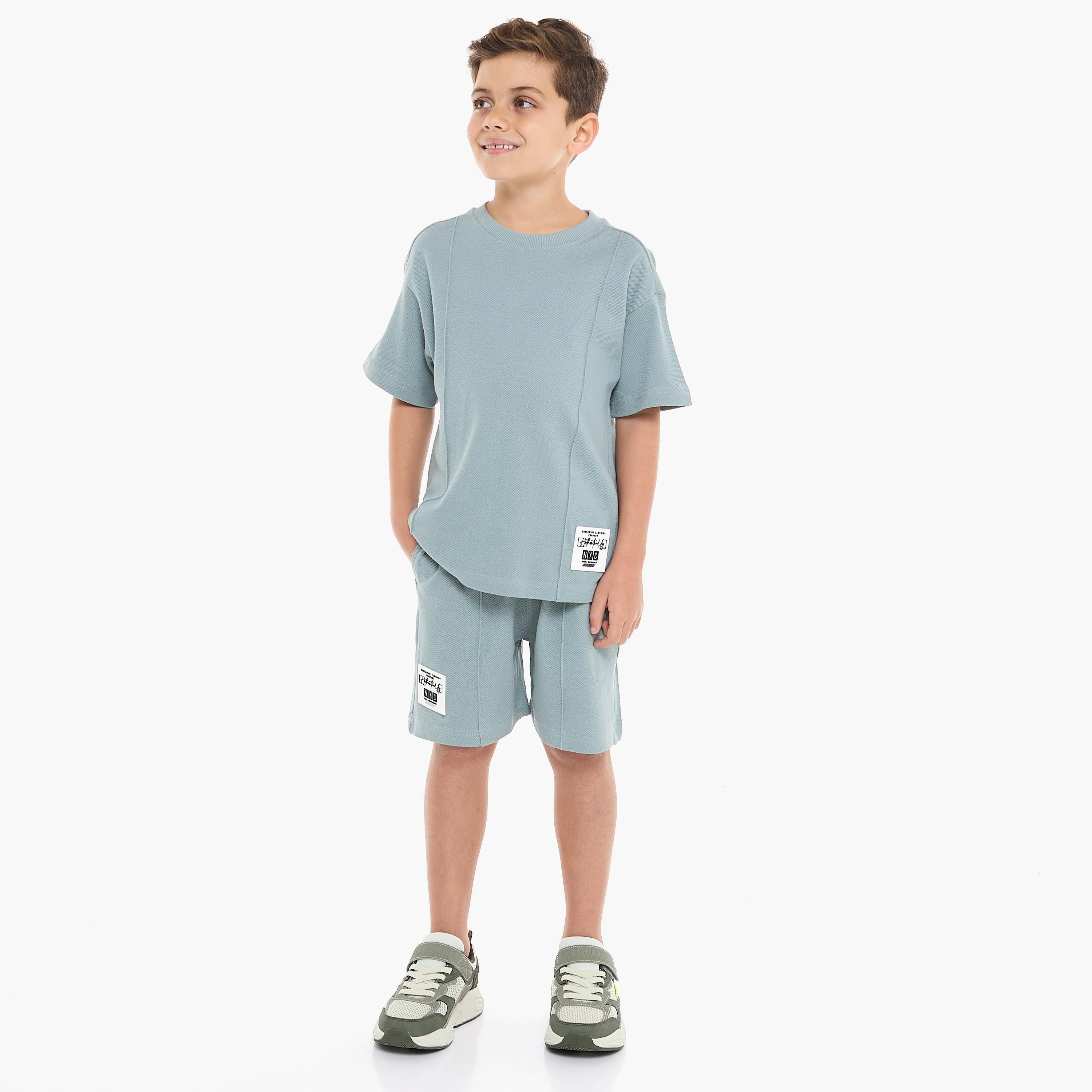 Victor and Jane 2-Piece Solid Short Sleeves T-Shirt with Shorts-boys-clothing-setsandcoords-image-4