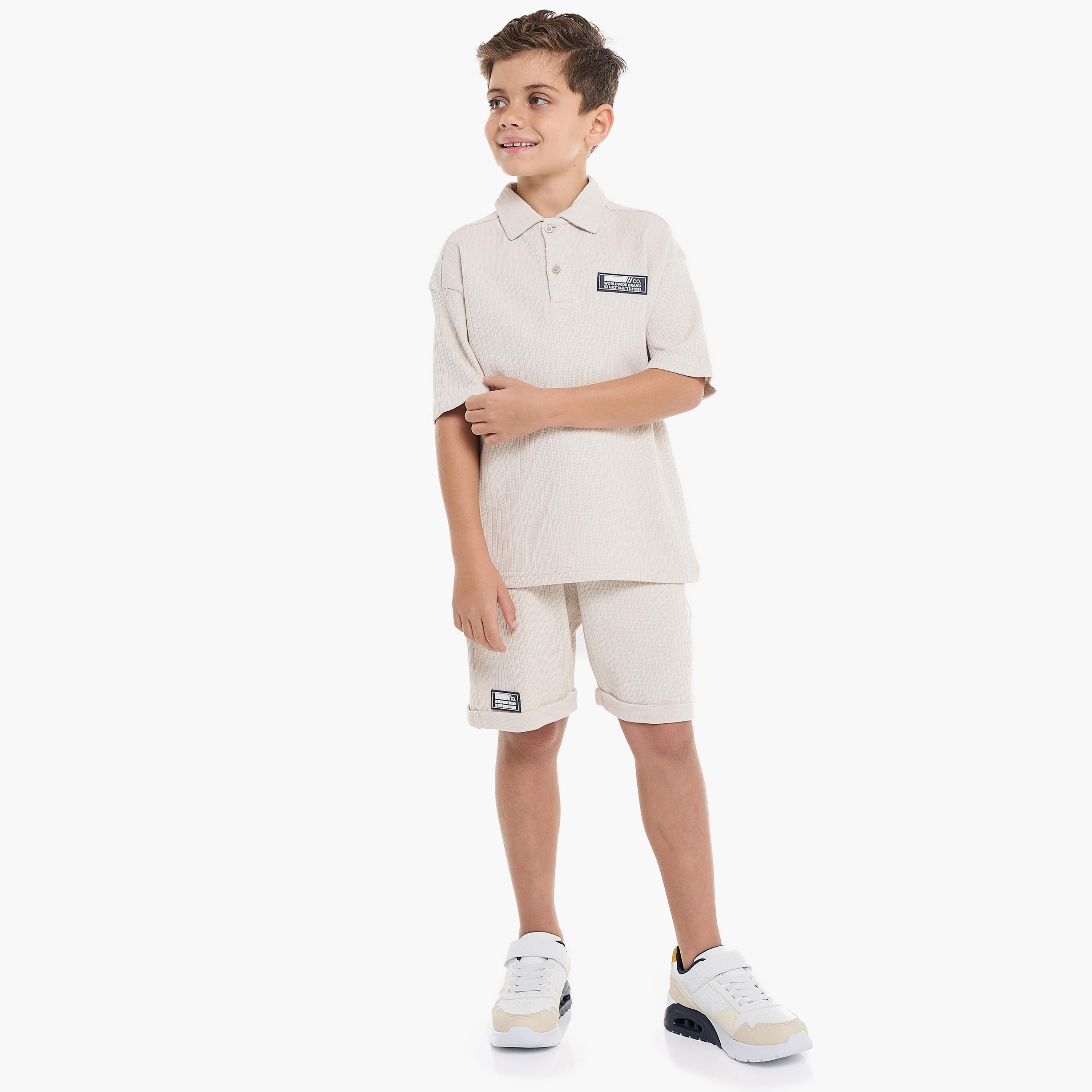 Victor and Jane 2-Piece Textured Short Sleeves T-Shirt with Shorts-boys-clothing-setsandcoords-image-1