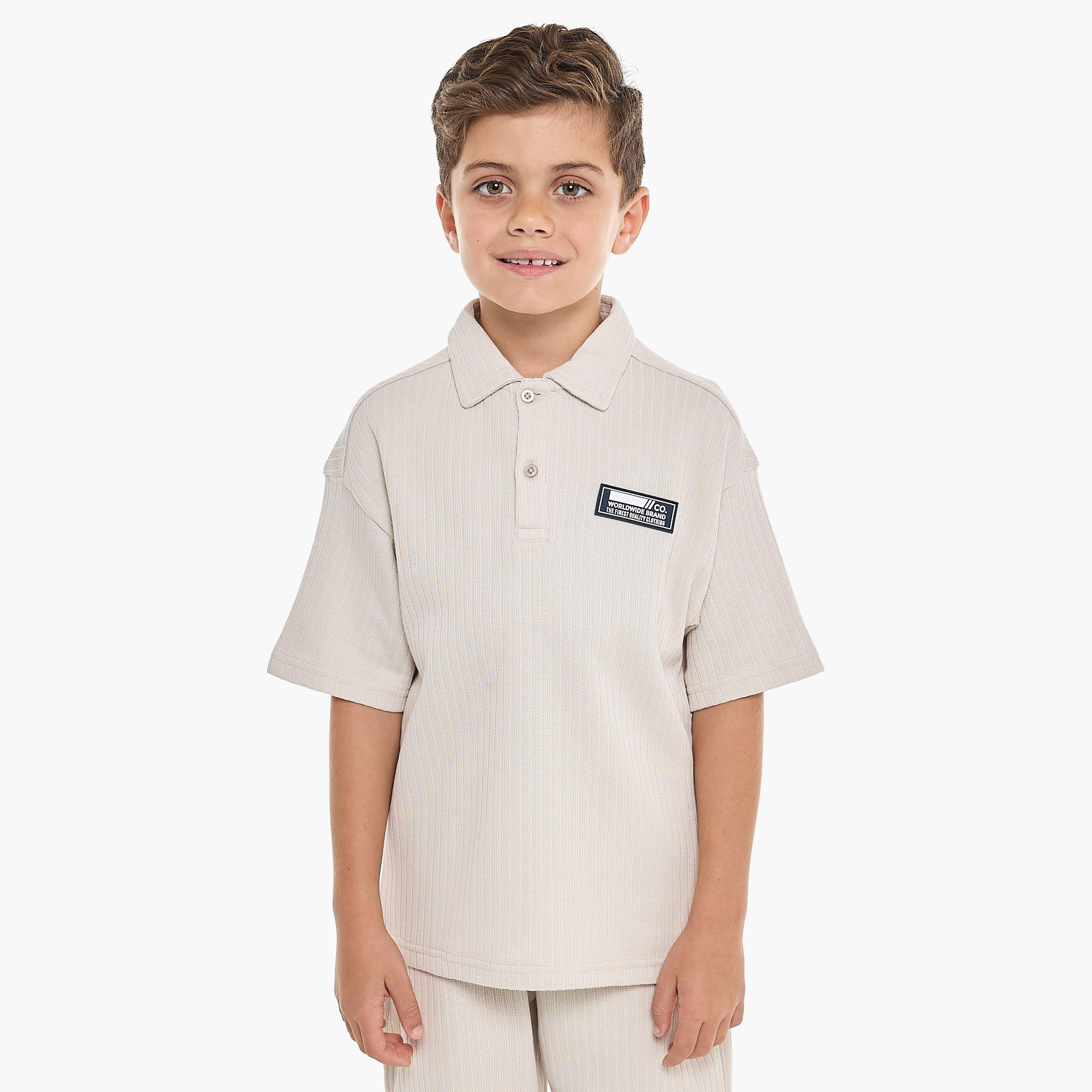 Victor and Jane 2-Piece Textured Short Sleeves T-Shirt with Shorts-boys-clothing-setsandcoords-image-2