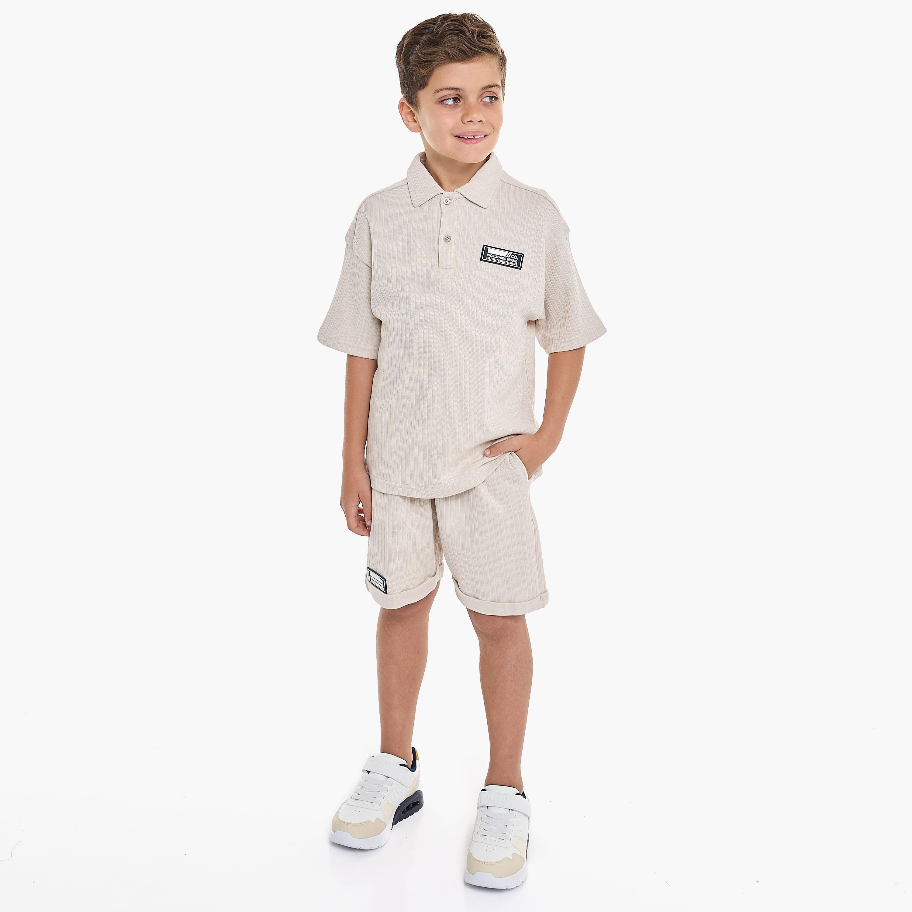 Victor and Jane 2-Piece Textured Short Sleeves T-Shirt with Shorts-boys-clothing-setsandcoords-image-3