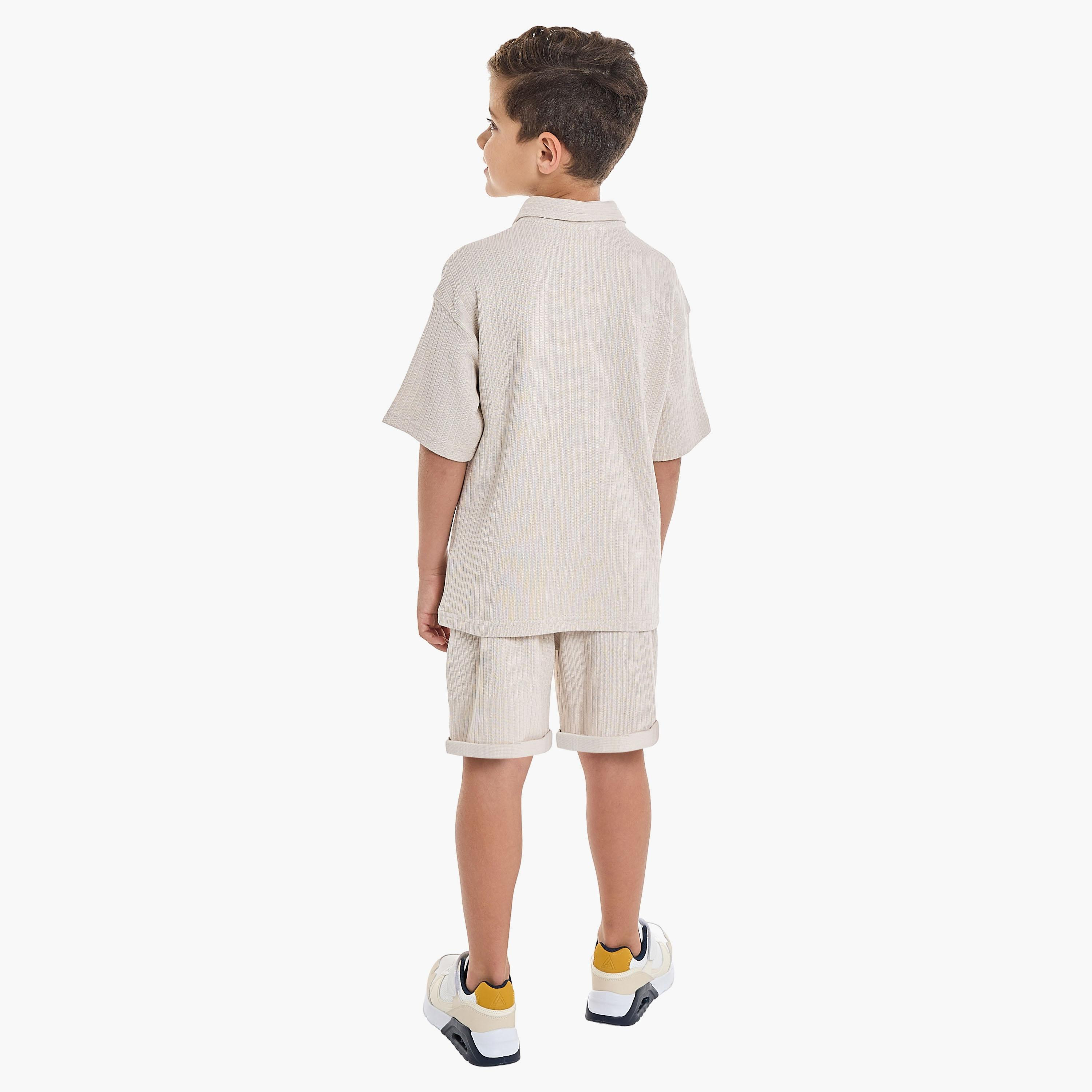 Victor and Jane 2-Piece Textured Short Sleeves T-Shirt with Shorts-boys-clothing-setsandcoords-image-4