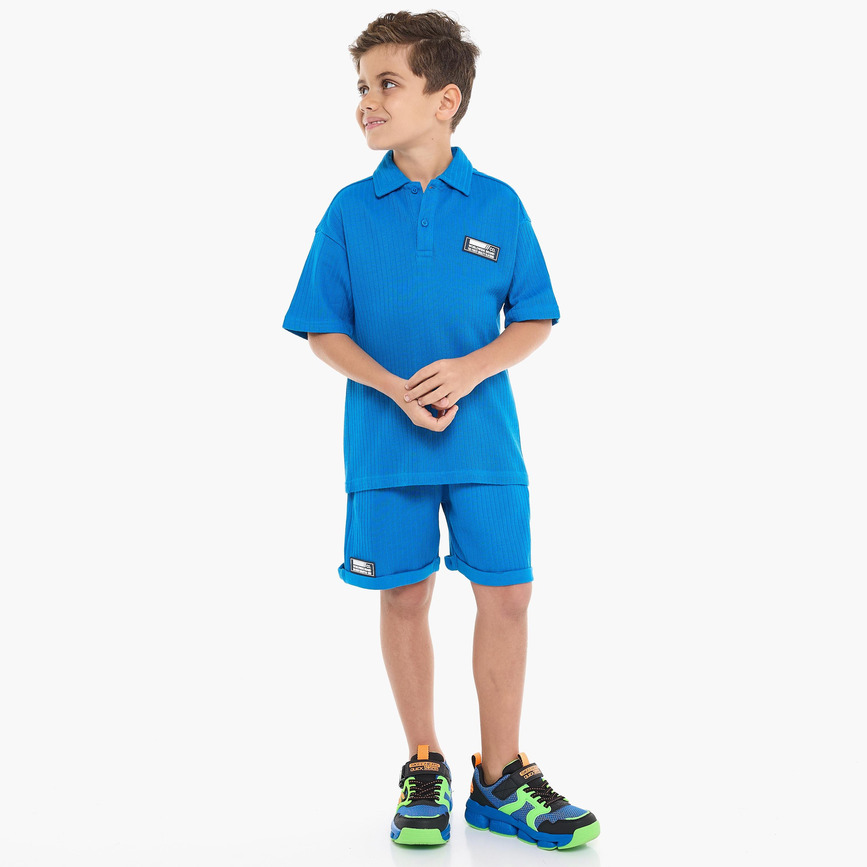 Victor and Jane 2-Piece Textured Short Sleeves T-Shirt with Shorts-boys-clothing-setsandcoords-image-1