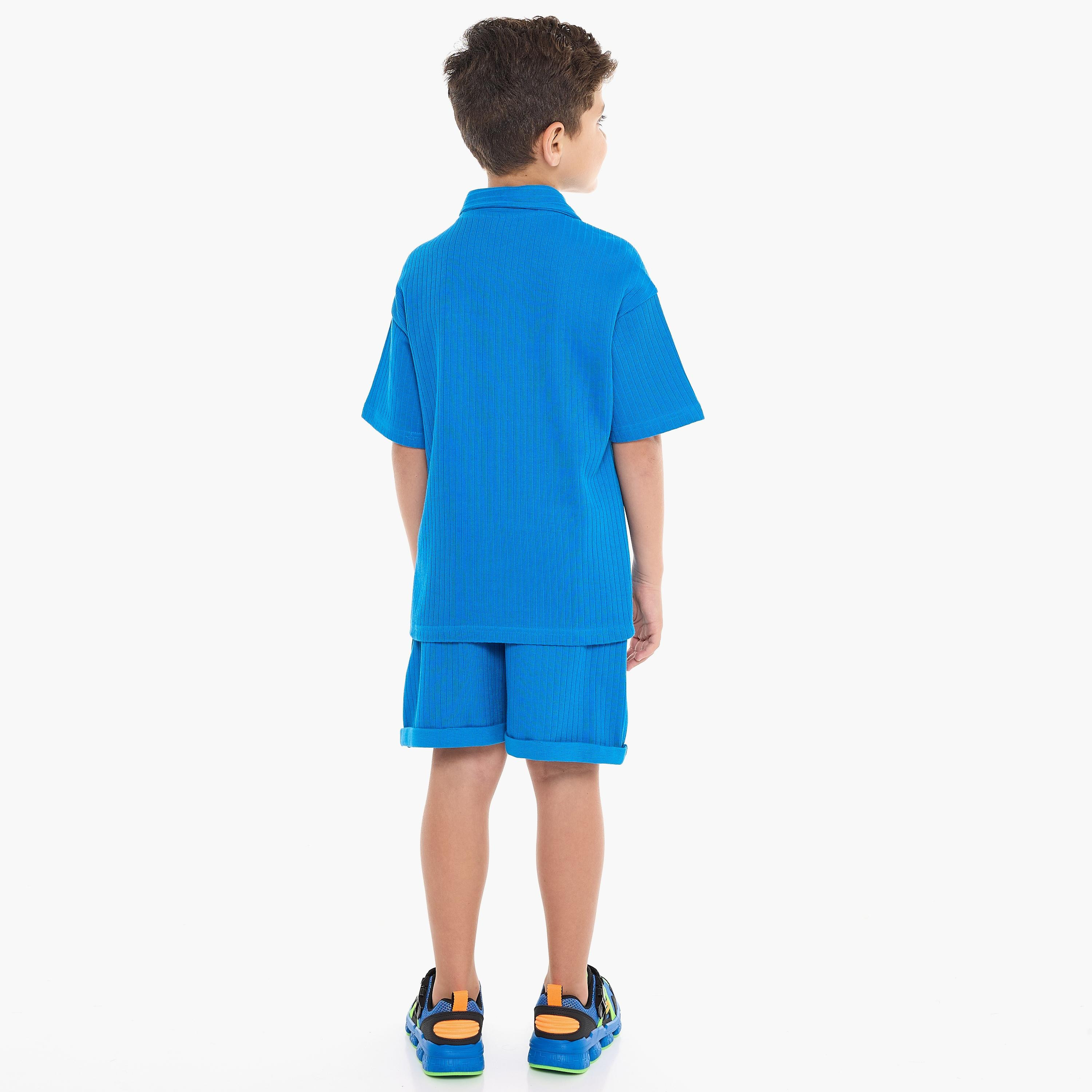 Victor and Jane 2-Piece Textured Short Sleeves T-Shirt with Shorts-boys-clothing-setsandcoords-image-2