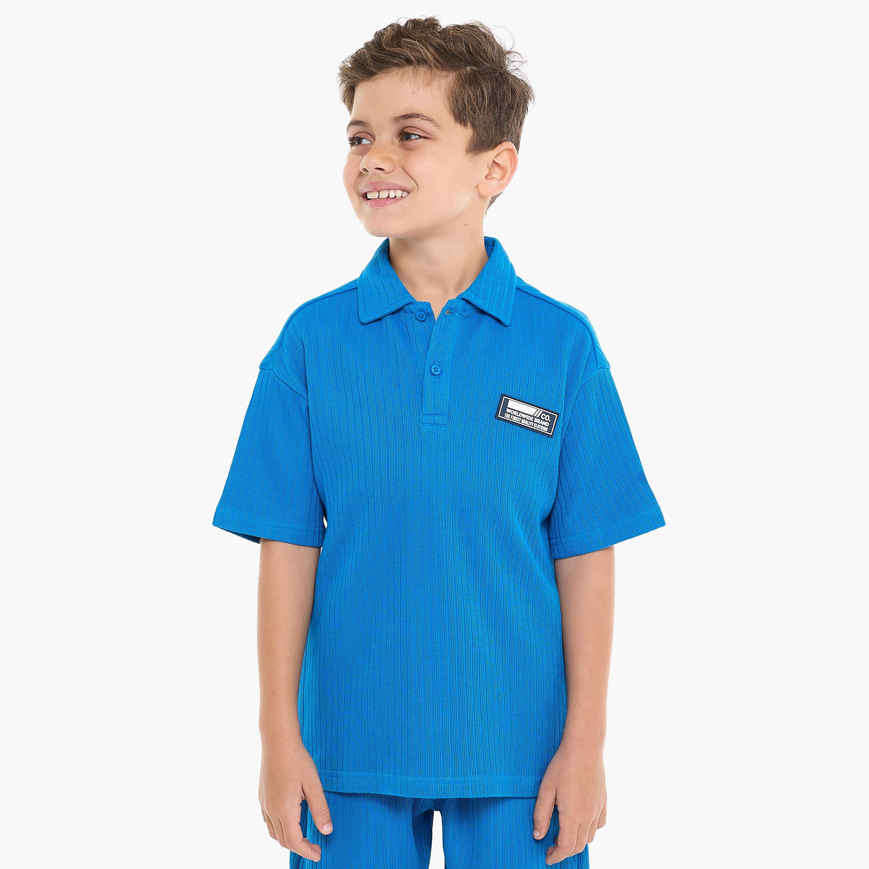 Victor and Jane 2-Piece Textured Short Sleeves T-Shirt with Shorts-boys-clothing-setsandcoords-image-3