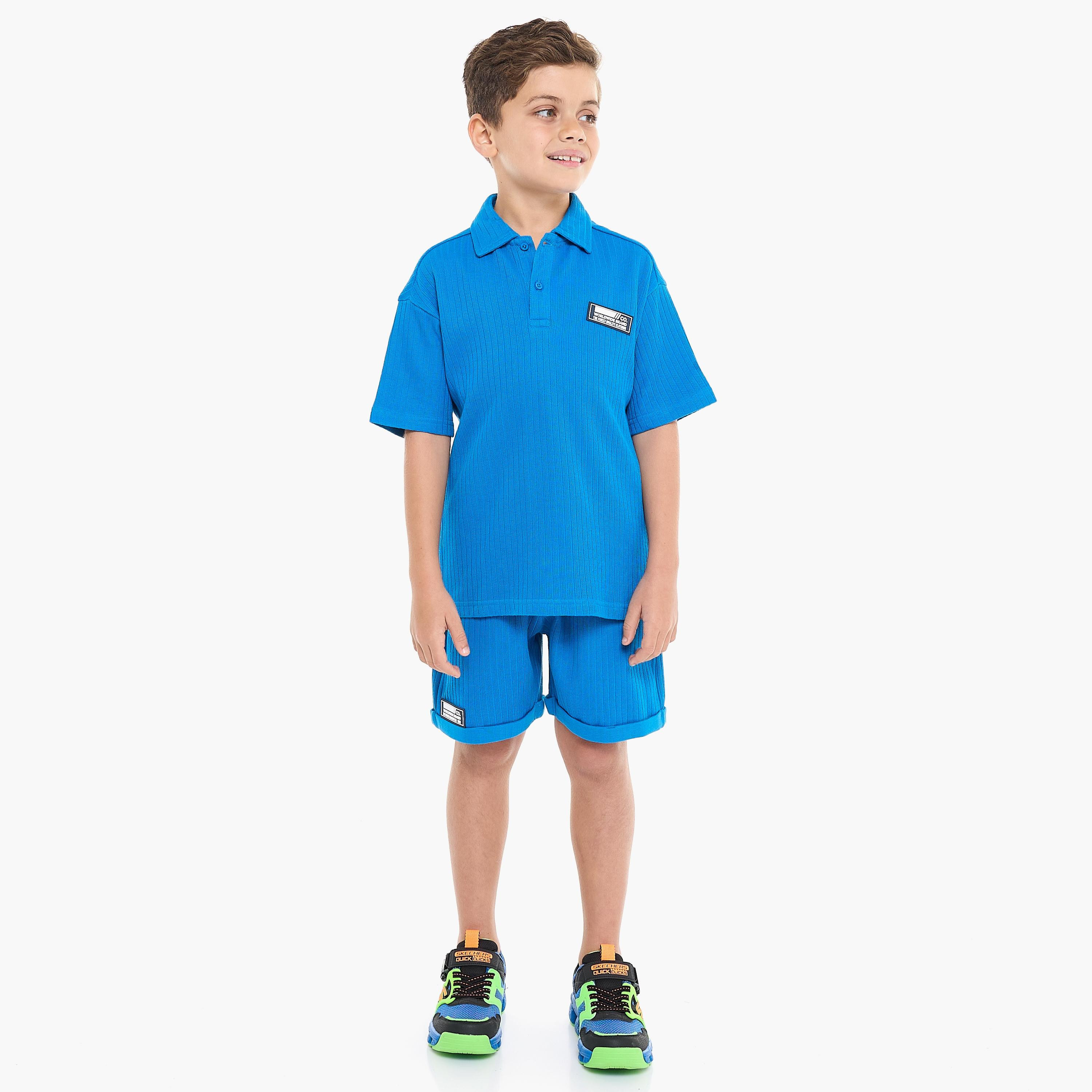 Victor and Jane 2-Piece Textured Short Sleeves T-Shirt with Shorts-boys-clothing-setsandcoords-image-5