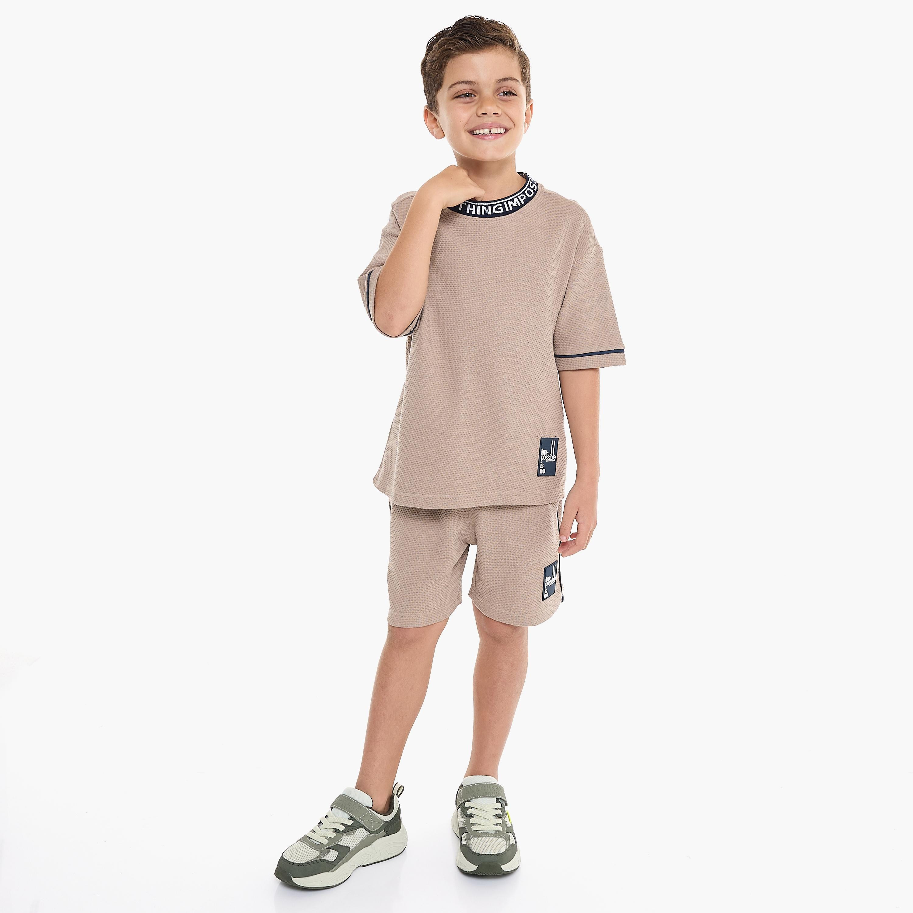 Victor and Jane 2-Piece Textured Short Sleeves T-Shirt with Shorts-boys-clothing-setsandcoords-image-1