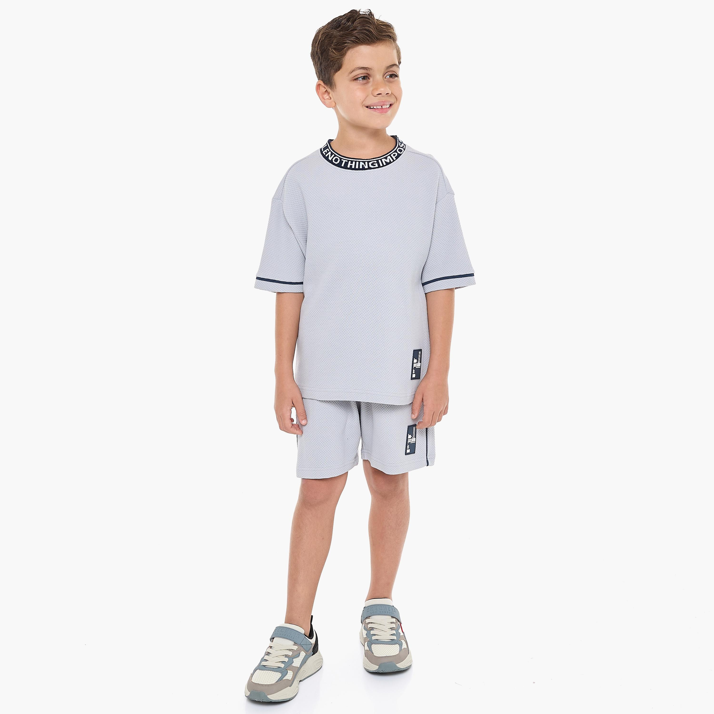Victor and Jane 2-Piece Textured Short Sleeves T-Shirt with Shorts-boys-clothing-setsandcoords-image-5