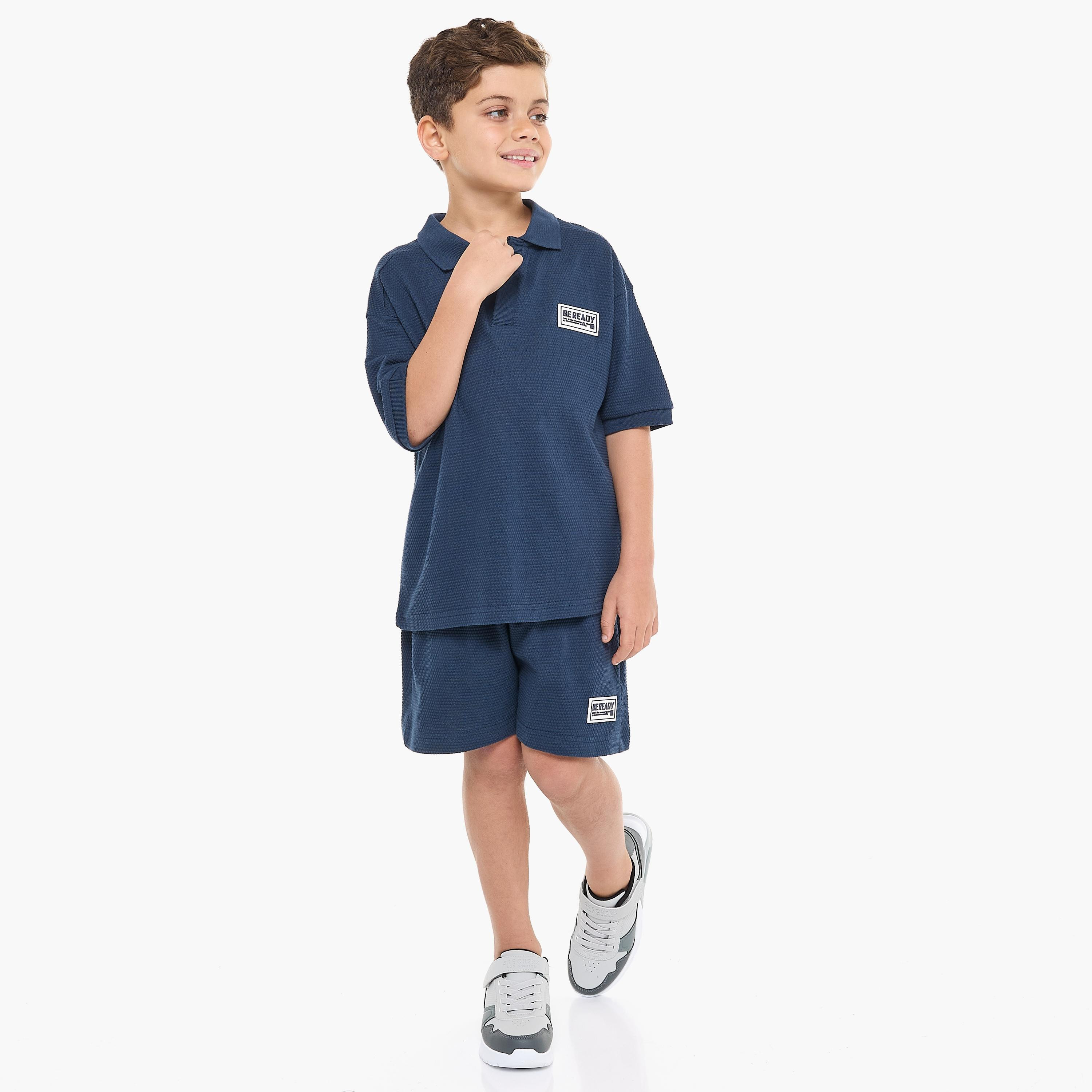 Victor and Jane 2-Piece Textured Short Sleeves T-Shirt with Shorts-boys-clothing-setsandcoords-image-1