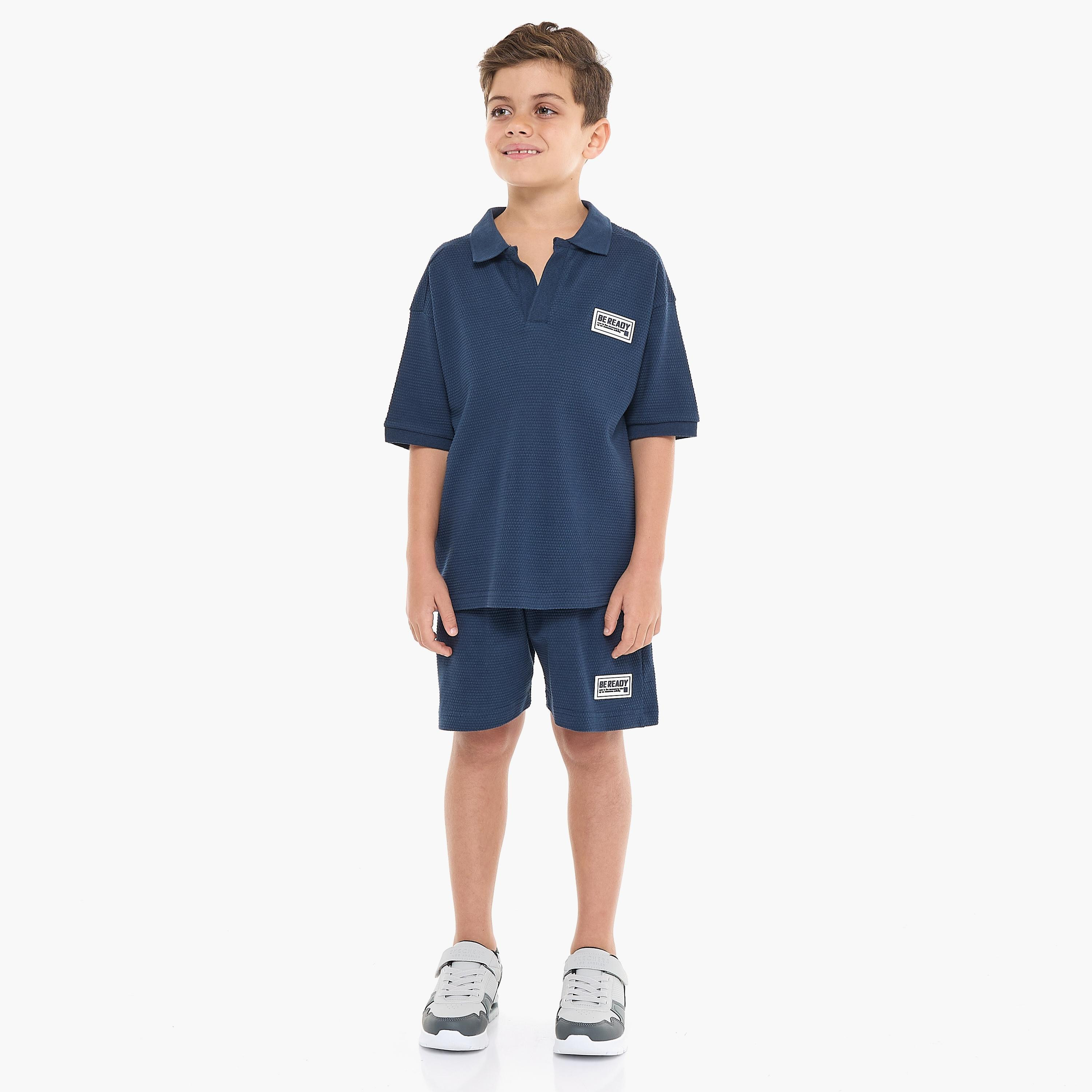 Victor and Jane 2-Piece Textured Short Sleeves T-Shirt with Shorts-boys-clothing-setsandcoords-image-5
