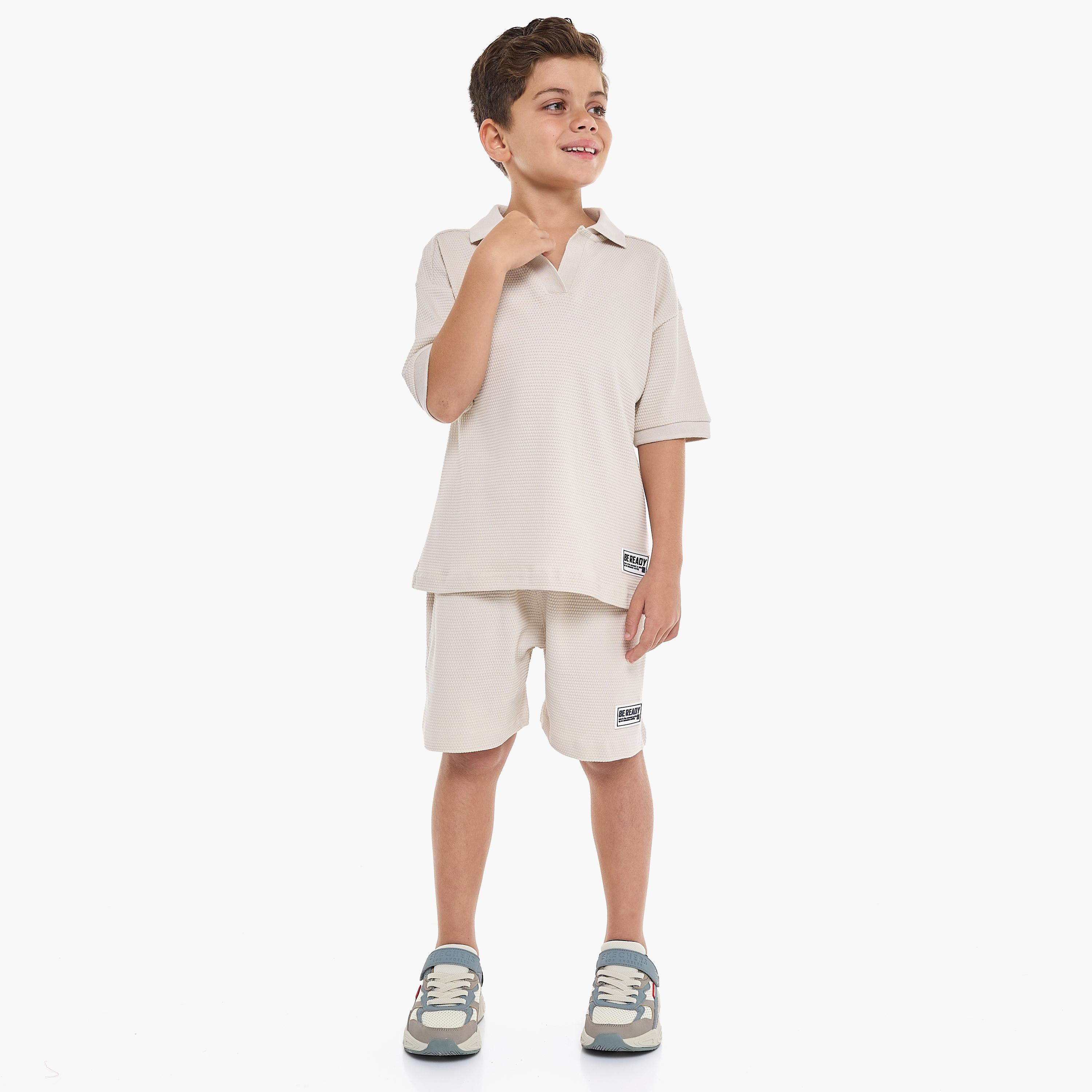 Victor and Jane 2-Piece Textured Short Sleeves T-Shirt with Shorts-boys-clothing-setsandcoords-image-1