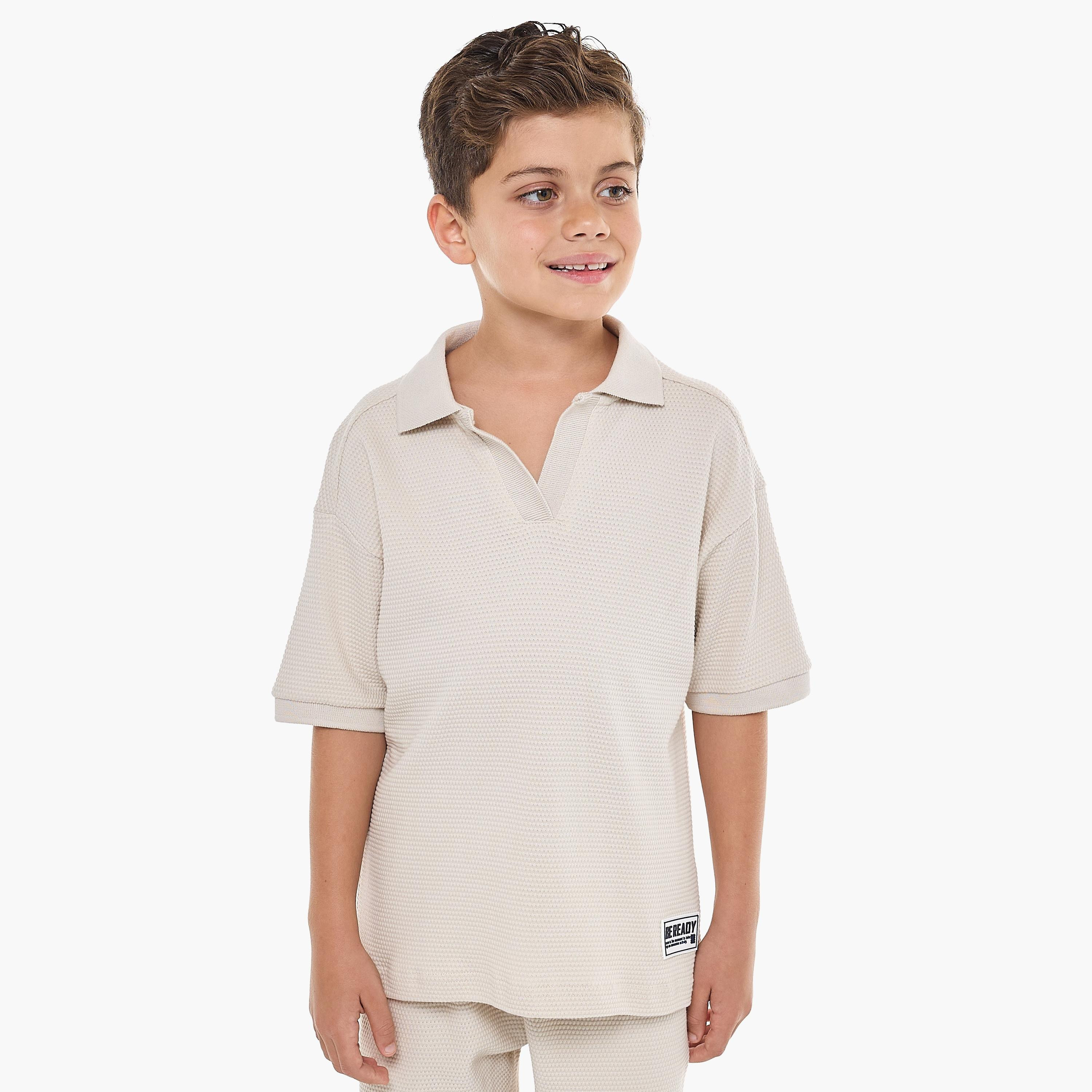 Victor and Jane 2-Piece Textured Short Sleeves T-Shirt with Shorts-boys-clothing-setsandcoords-image-3