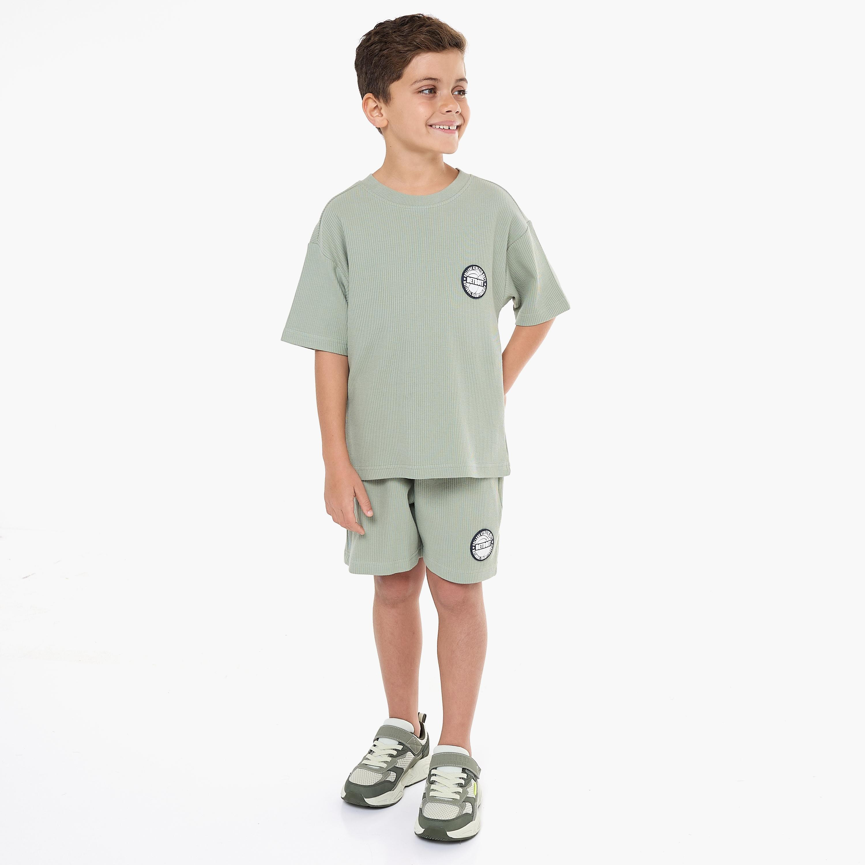 Victor and Jane 2-Piece Textured Short Sleeves T-Shirt with Shorts-boys-clothing-setsandcoords-image-1