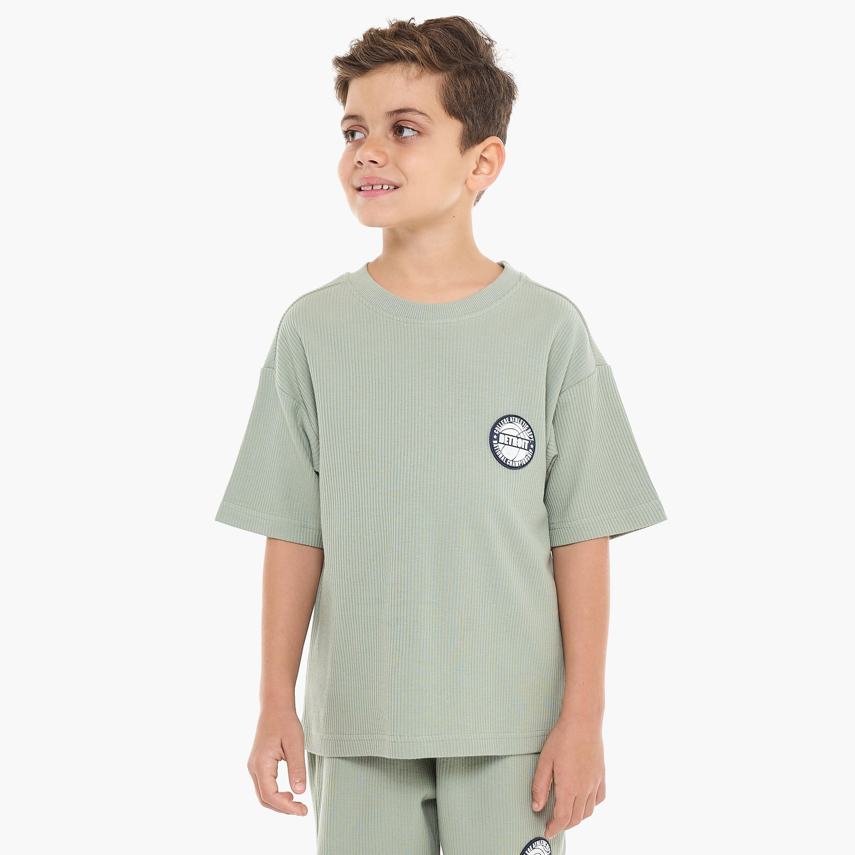 Victor and Jane 2-Piece Textured Short Sleeves T-Shirt with Shorts-boys-clothing-setsandcoords-image-3