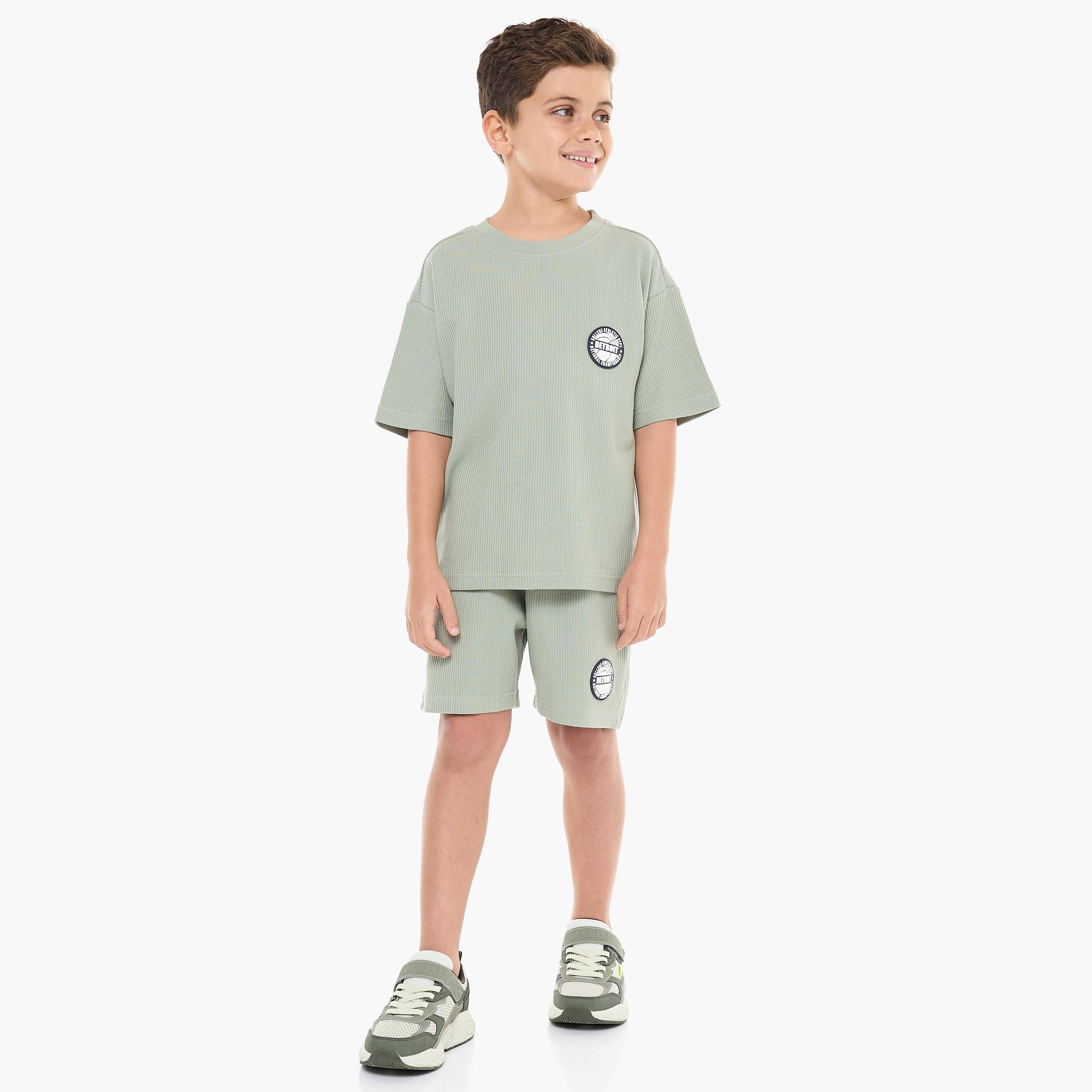 Victor and Jane 2-Piece Textured Short Sleeves T-Shirt with Shorts-boys-clothing-setsandcoords-image-5