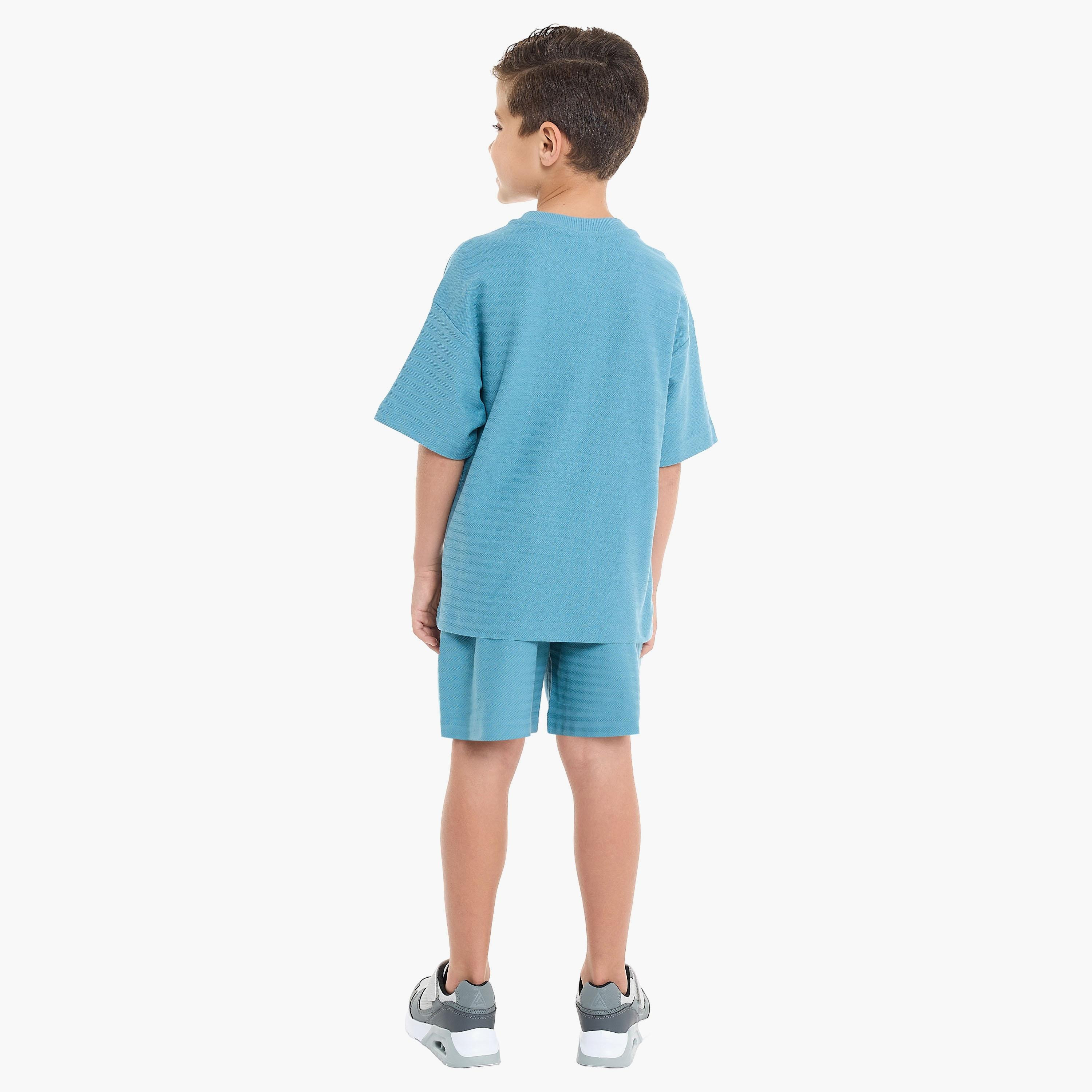 Victor and Jane 2-Piece Embroidered Short Sleeves T-Shirt with Shorts-boys-clothing-setsandcoords-image-2