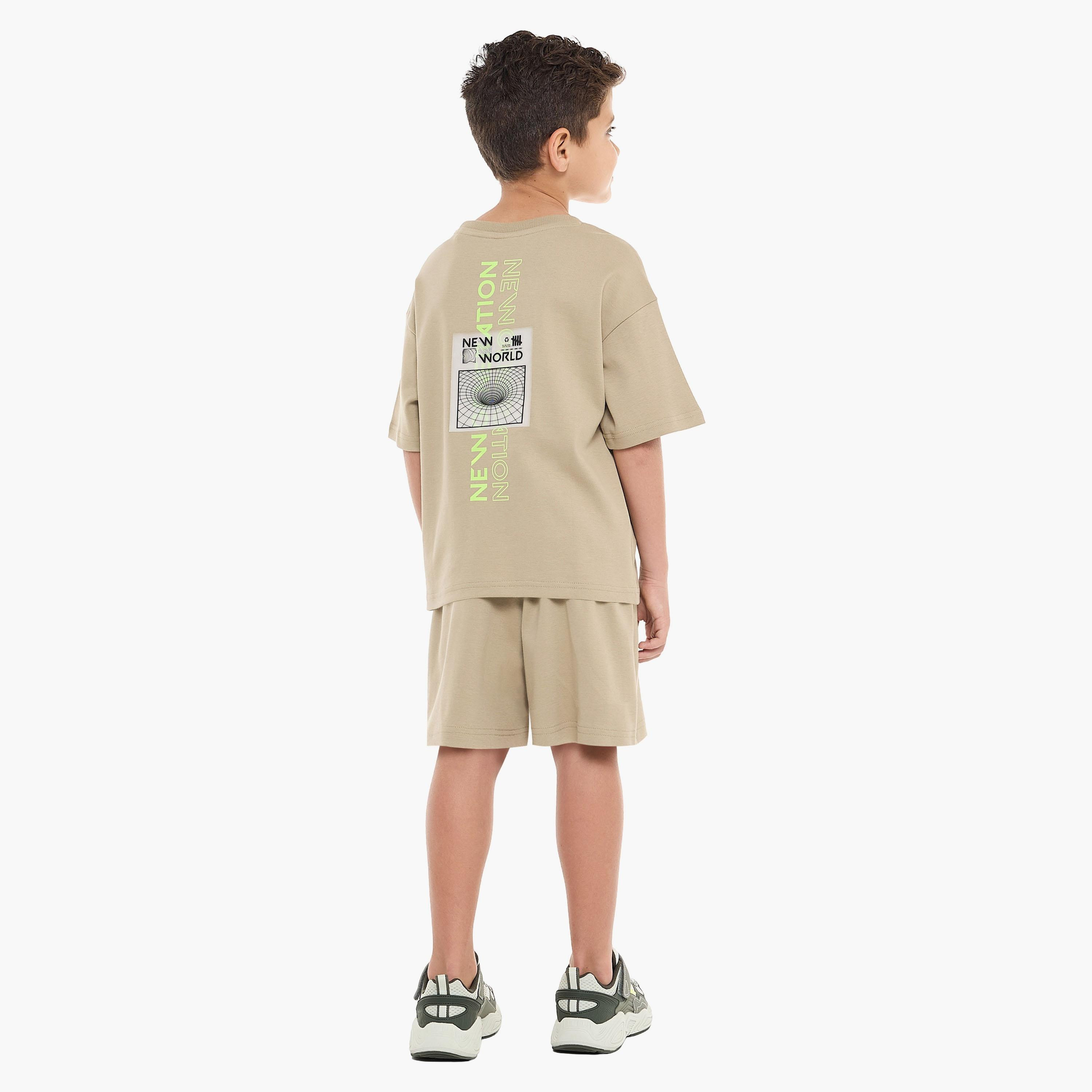 Victor and Jane 2-Piece Printed Short Sleeves T-Shirt with Shorts-boys-clothing-setsandcoords-image-2