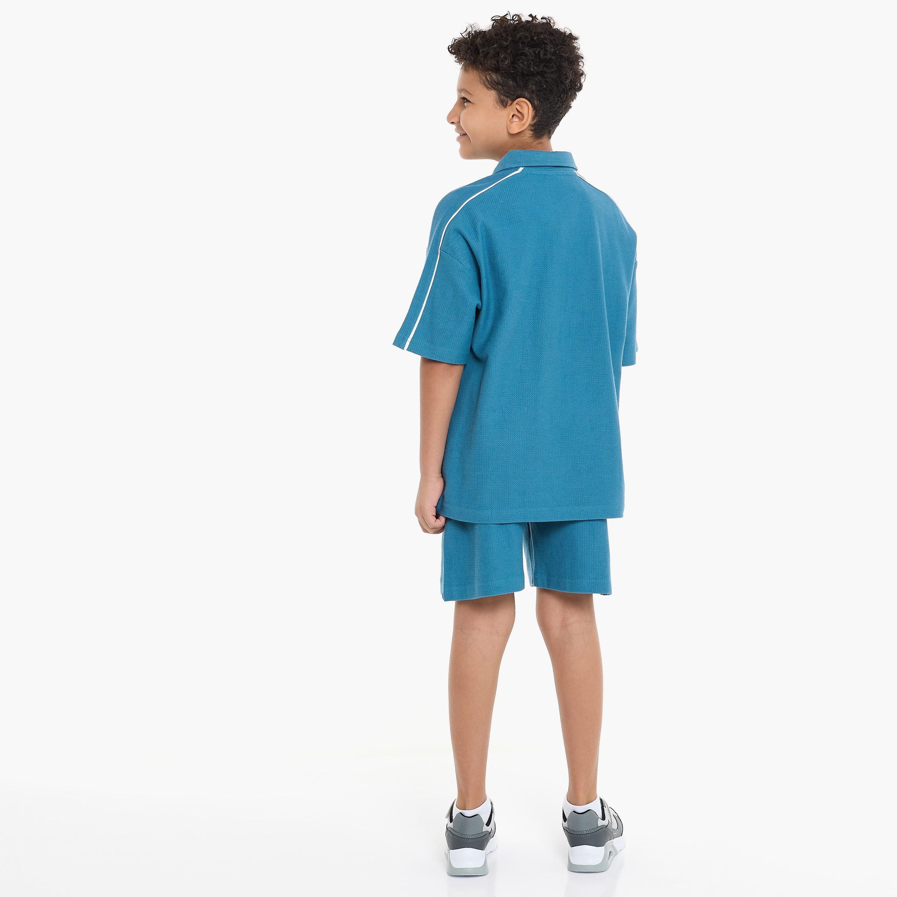 Victor and Jane 2-Piece Solid Short Sleeves T-Shirt with Shorts-boys-clothing-setsandcoords-image-2