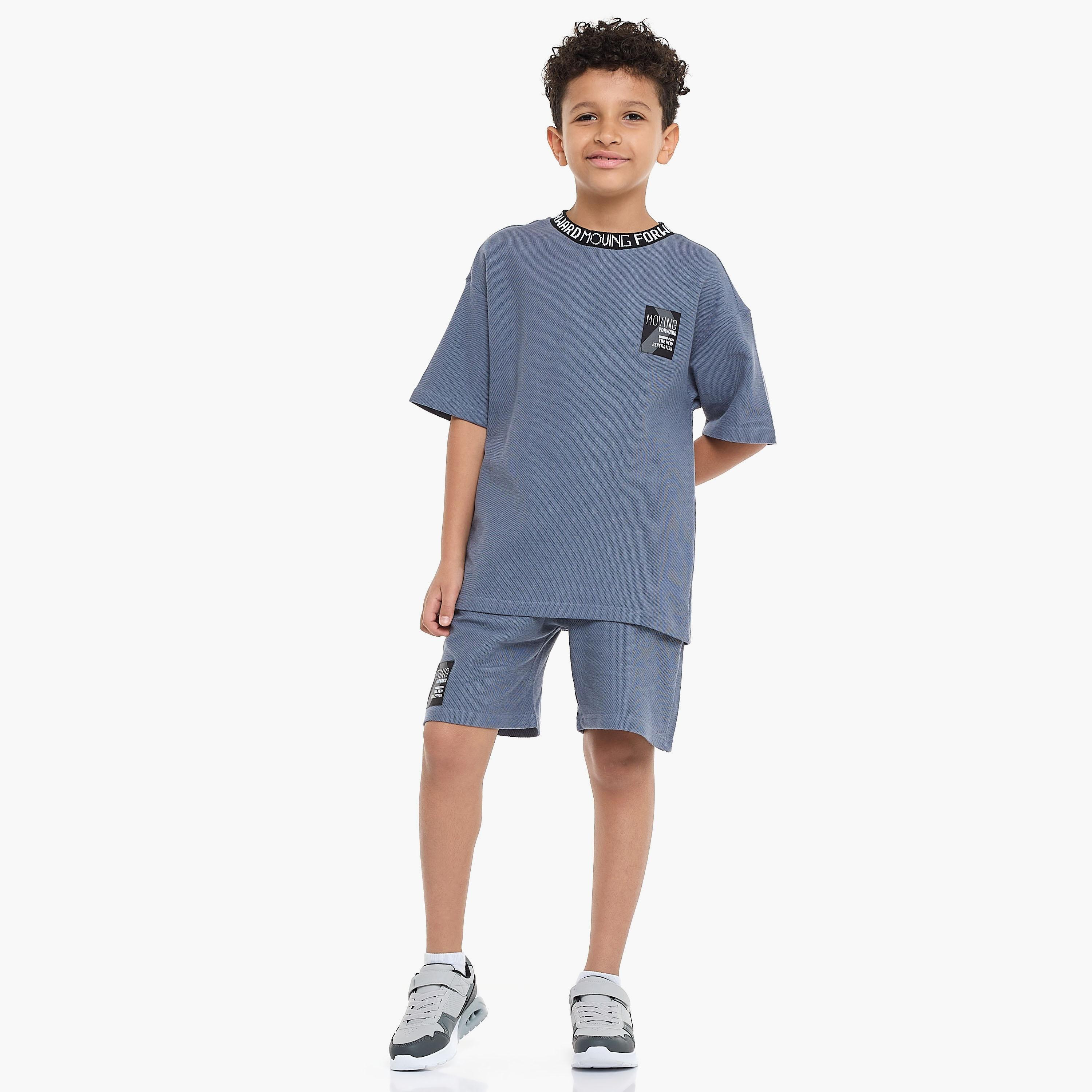 Victor and Jane 2-Piece Solid Short Sleeves T-Shirt with Shorts-boys-clothing-setsandcoords-image-1