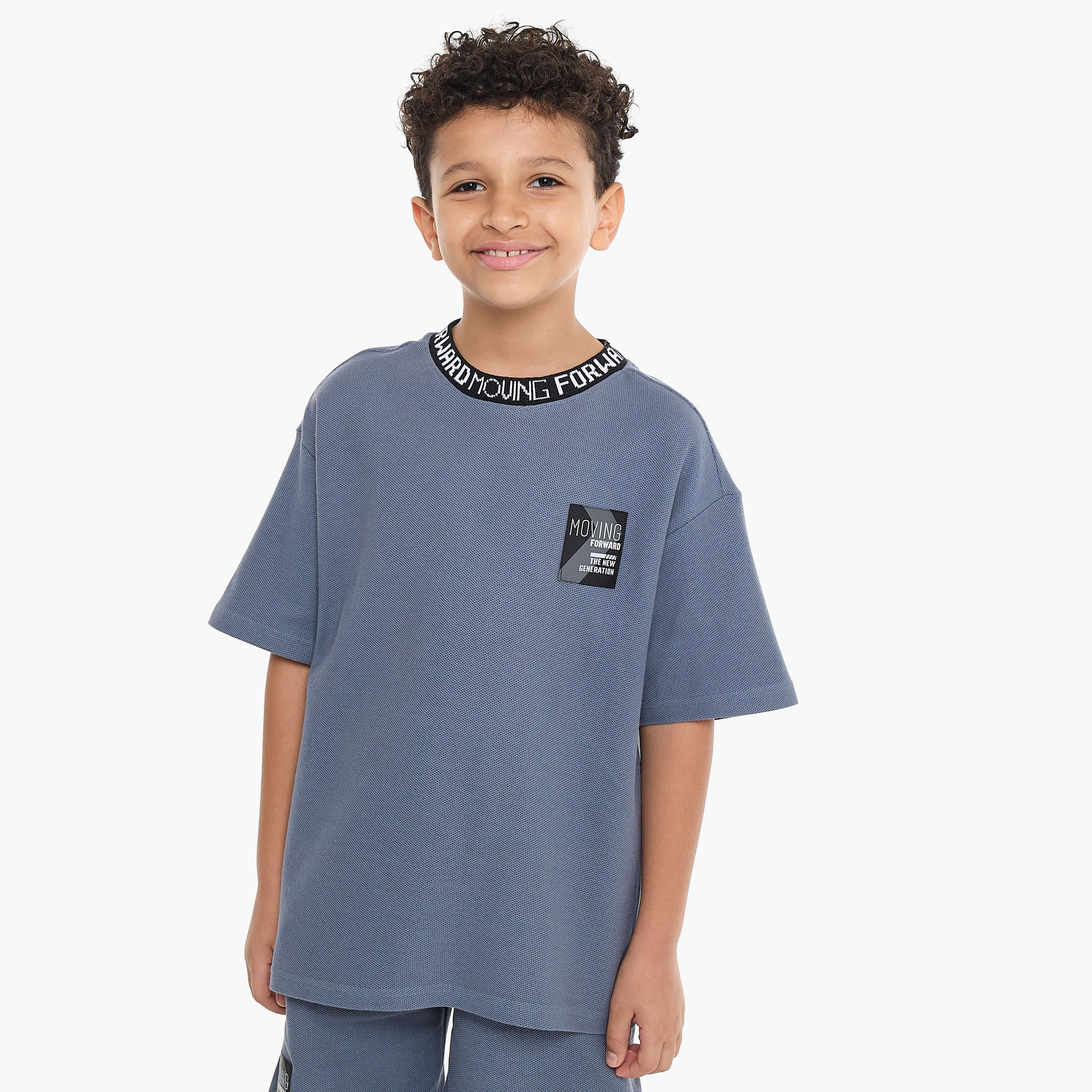 Victor and Jane 2-Piece Solid Short Sleeves T-Shirt with Shorts-boys-clothing-setsandcoords-image-3