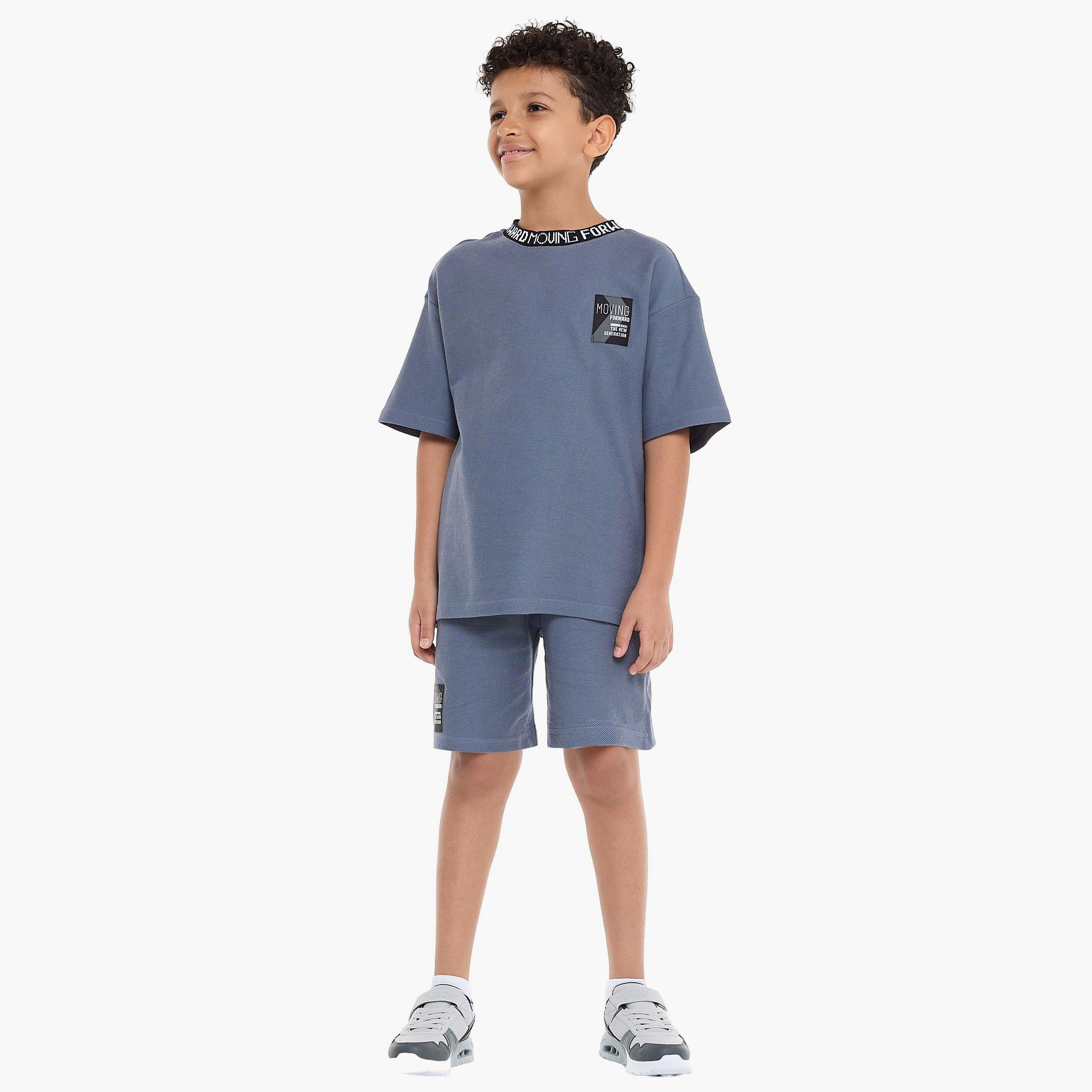 Victor and Jane 2-Piece Solid Short Sleeves T-Shirt with Shorts-boys-clothing-setsandcoords-image-5