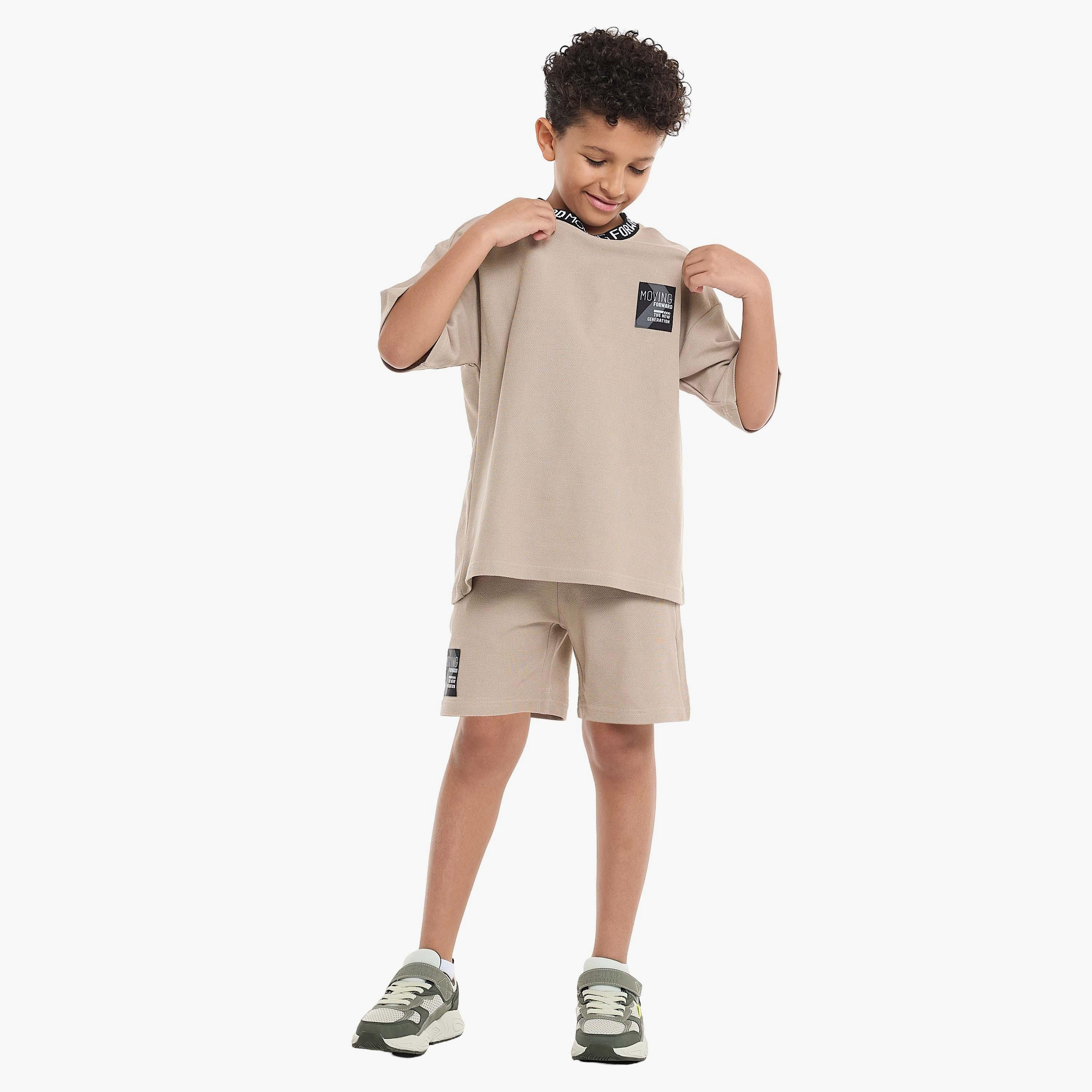 Victor and Jane 2-Piece Solid Short Sleeves T-Shirt with Shorts-boys-clothing-setsandcoords-image-1