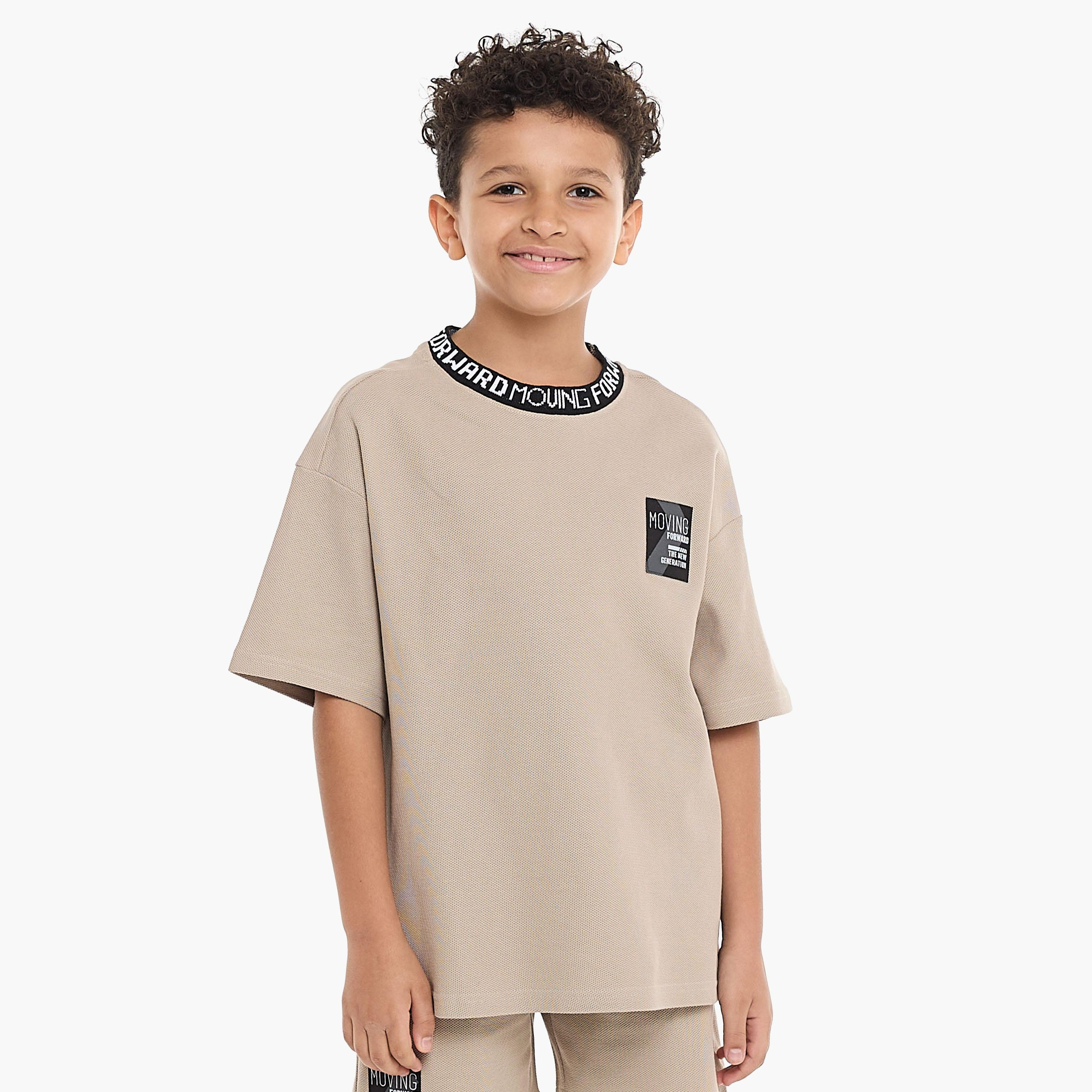Victor and Jane 2-Piece Solid Short Sleeves T-Shirt with Shorts-boys-clothing-setsandcoords-image-3
