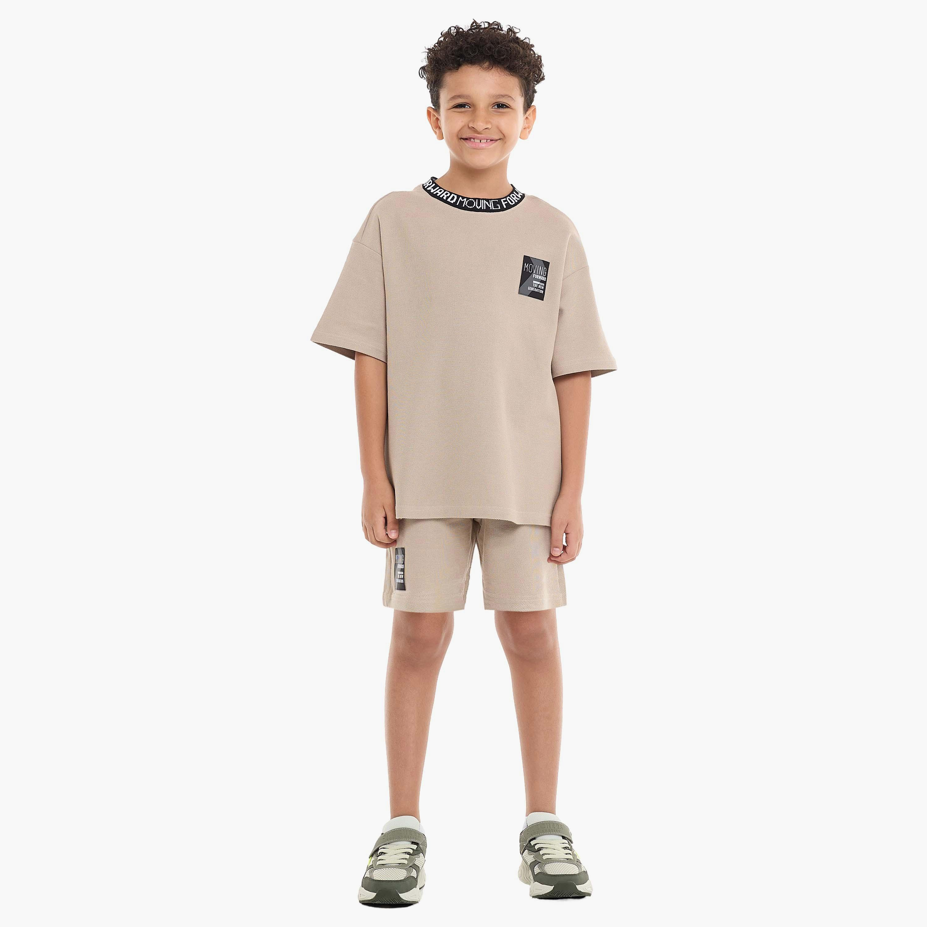 Victor and Jane 2-Piece Solid Short Sleeves T-Shirt with Shorts-boys-clothing-setsandcoords-image-5