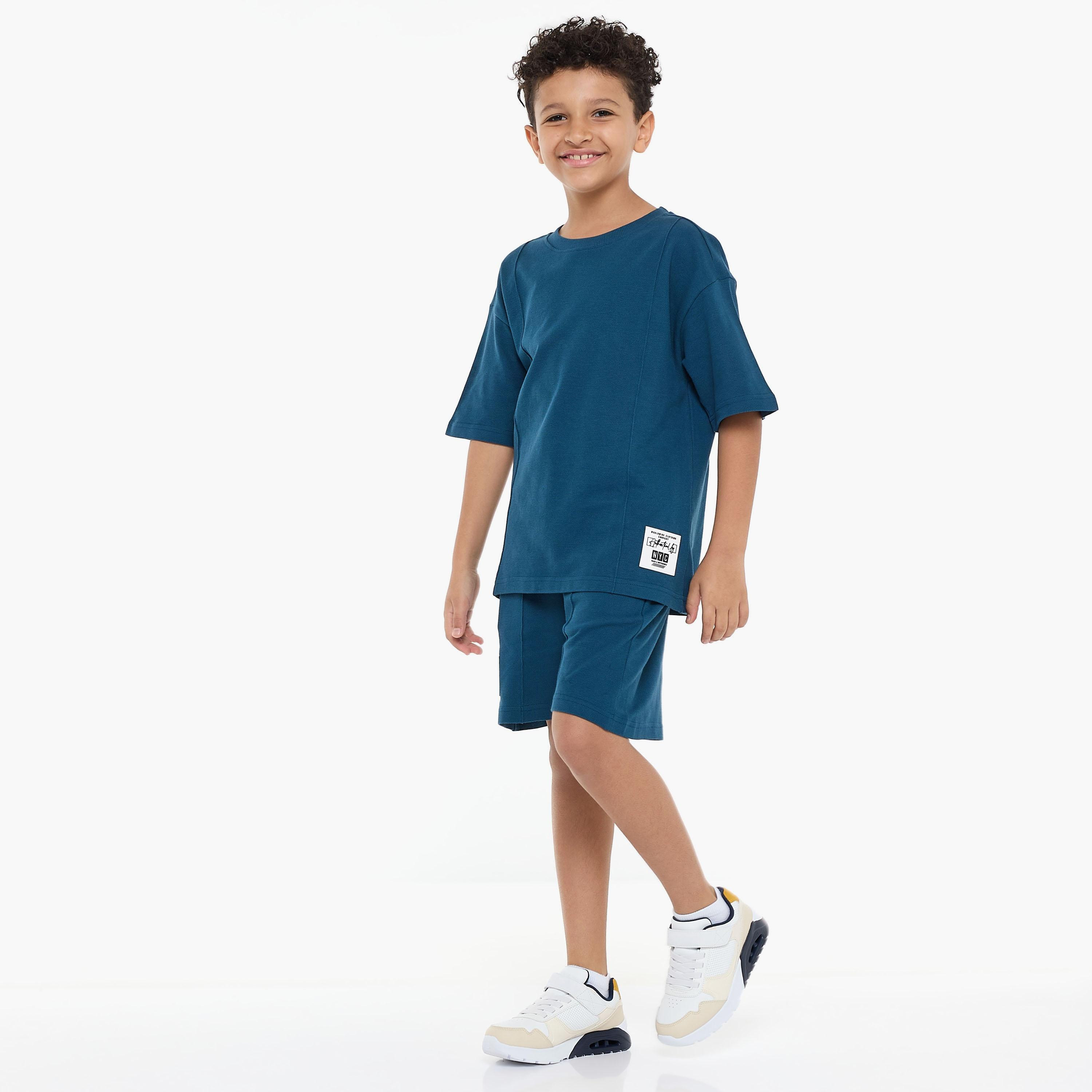 Victor and Jane 2-Piece Solid Short Sleeves T-Shirt with Shorts-boys-clothing-setsandcoords-image-1