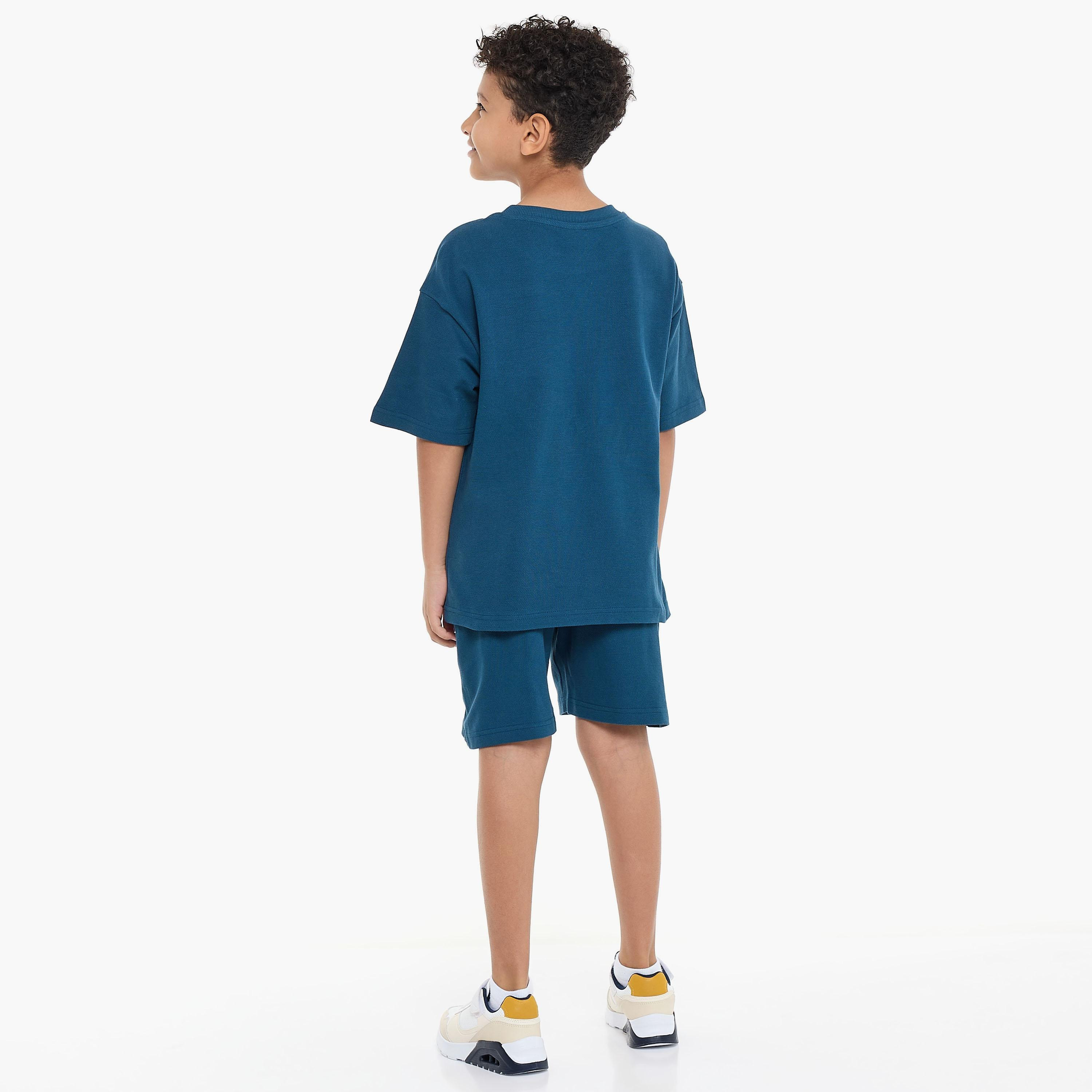 Victor and Jane 2-Piece Solid Short Sleeves T-Shirt with Shorts-boys-clothing-setsandcoords-image-2