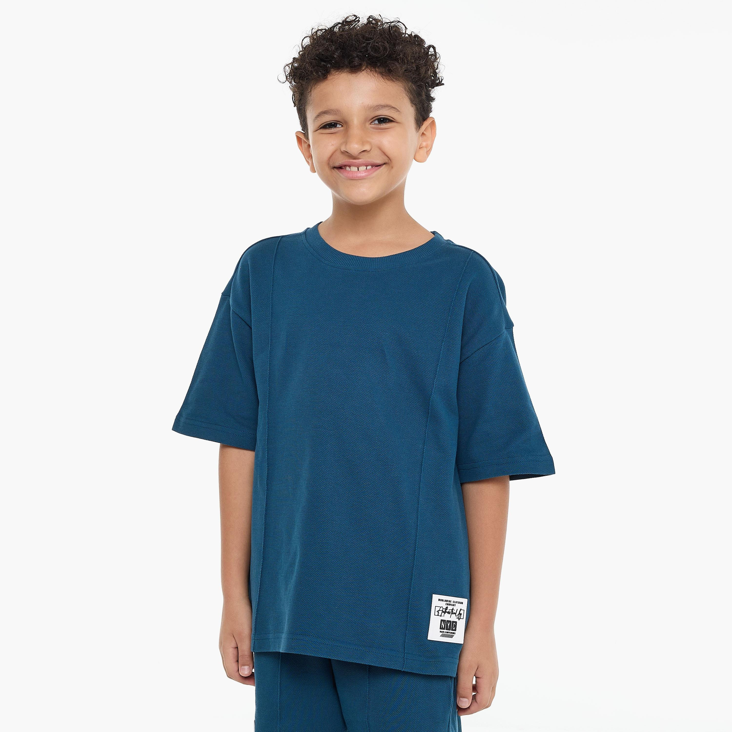 Victor and Jane 2-Piece Solid Short Sleeves T-Shirt with Shorts-boys-clothing-setsandcoords-image-3