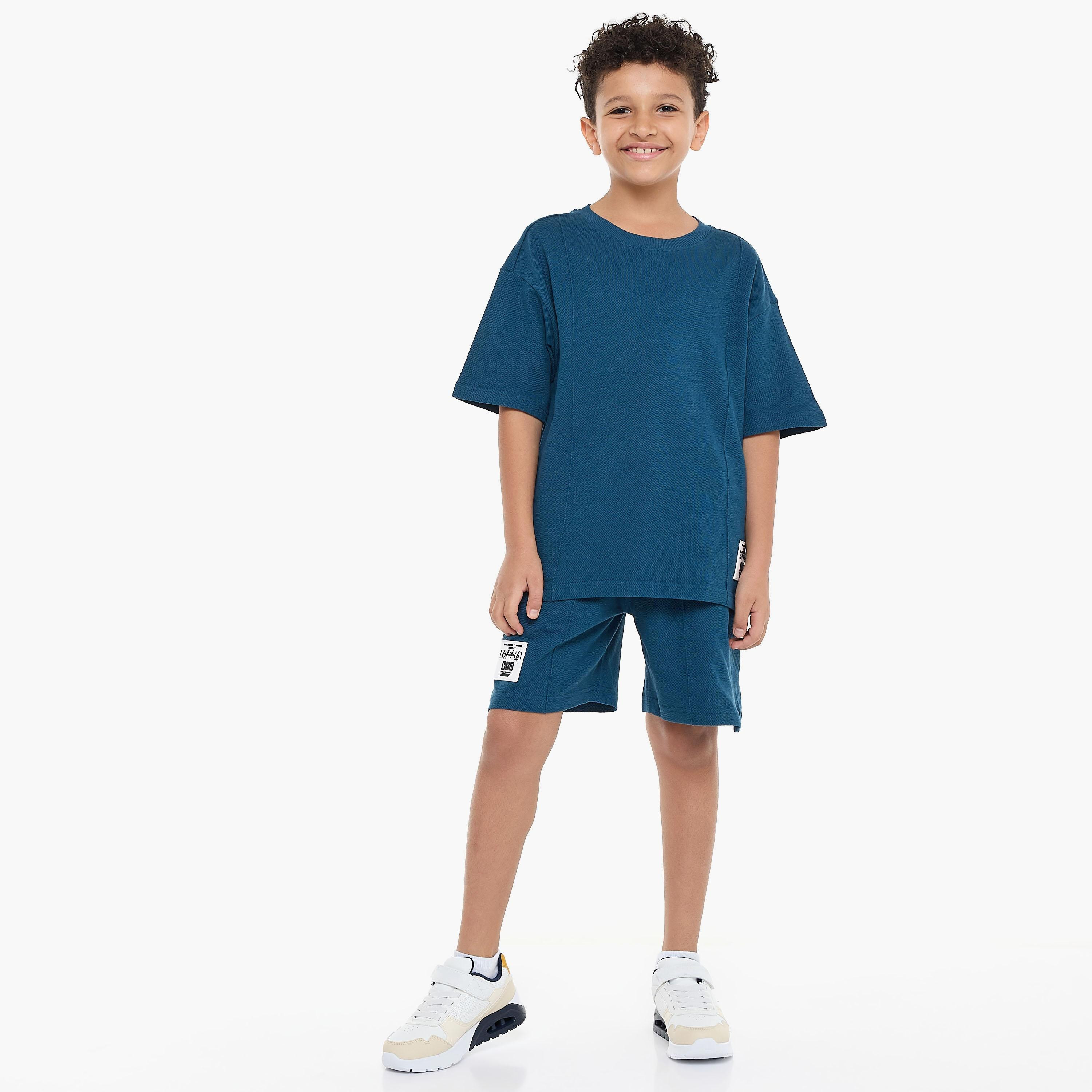 Victor and Jane 2-Piece Solid Short Sleeves T-Shirt with Shorts-boys-clothing-setsandcoords-image-5