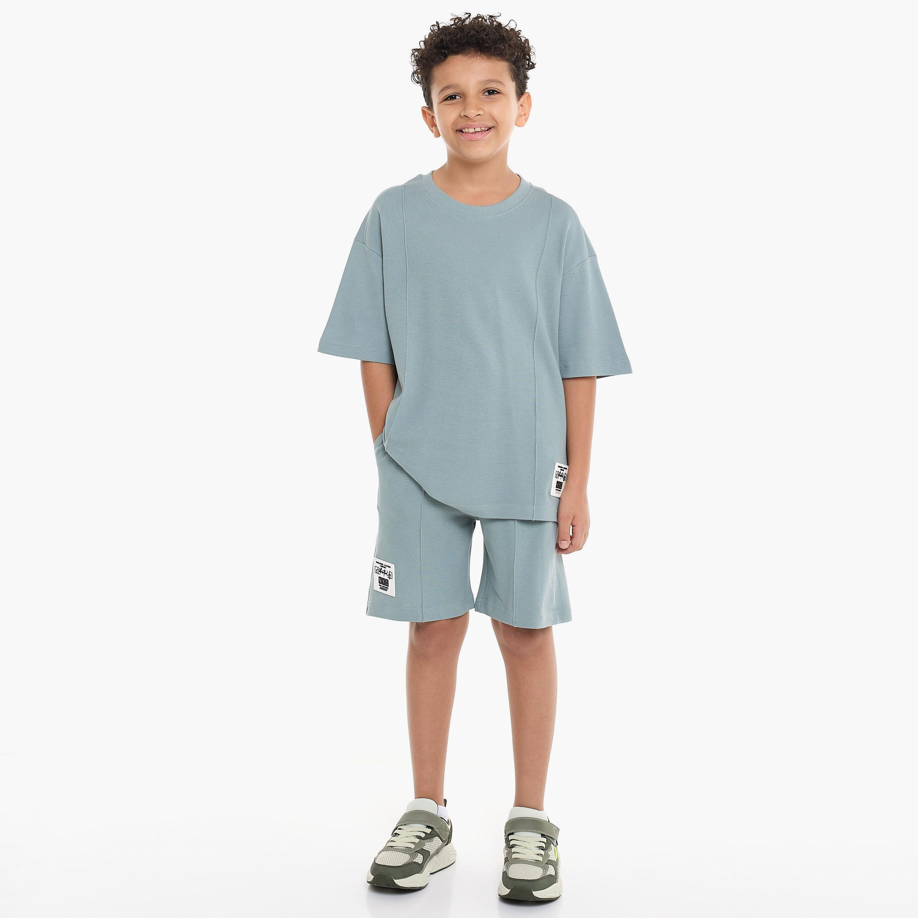 Victor and Jane 2-Piece Solid Short Sleeves T-Shirt with Shorts-boys-clothing-setsandcoords-image-1
