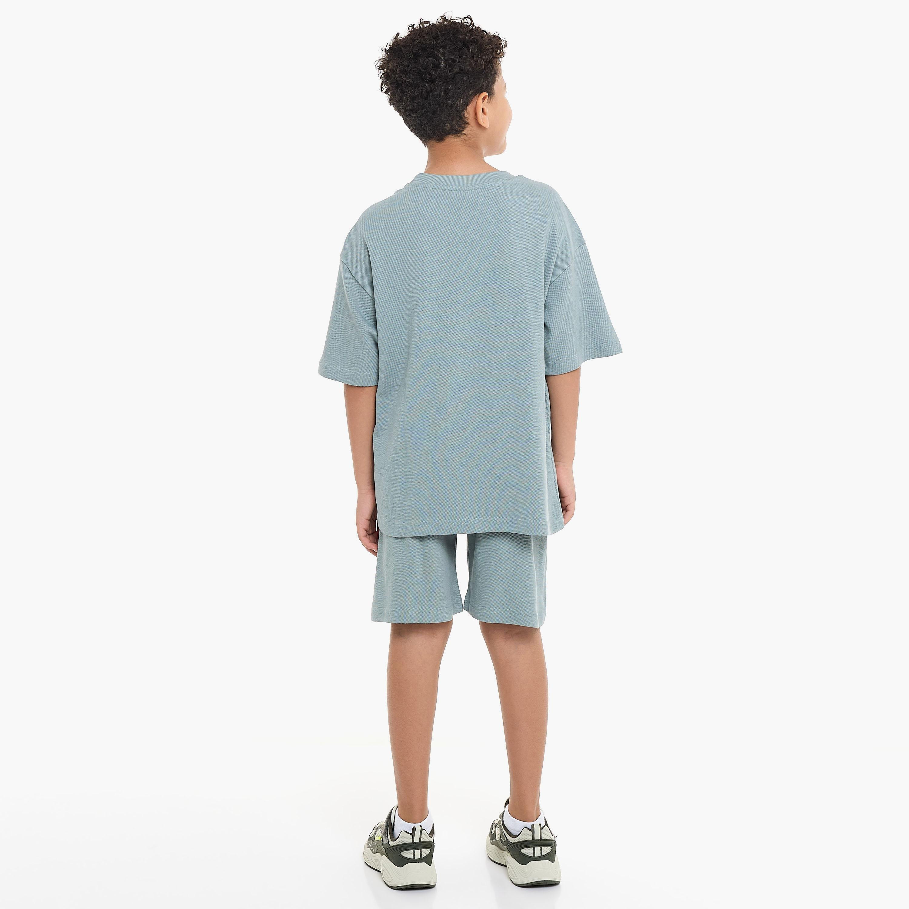 Victor and Jane 2-Piece Solid Short Sleeves T-Shirt with Shorts-boys-clothing-setsandcoords-image-2
